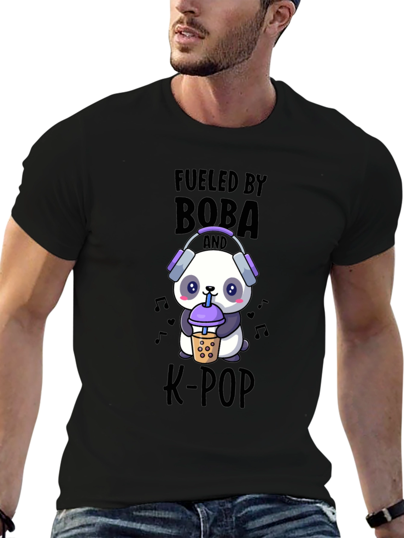 Fueled By Boba and K-Pop Panda T-Shirt