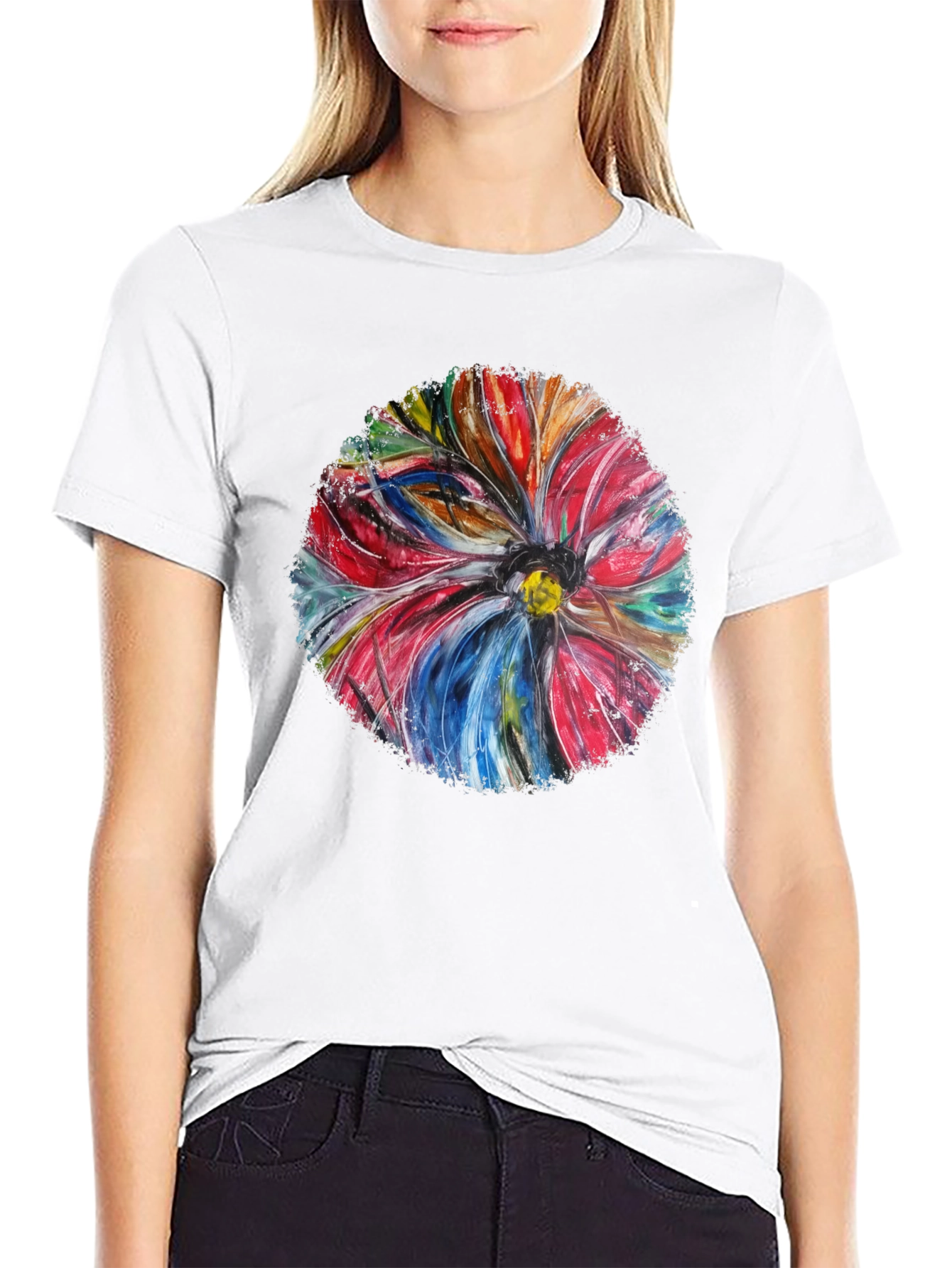 Abstract Flower Art Black T-Shirt