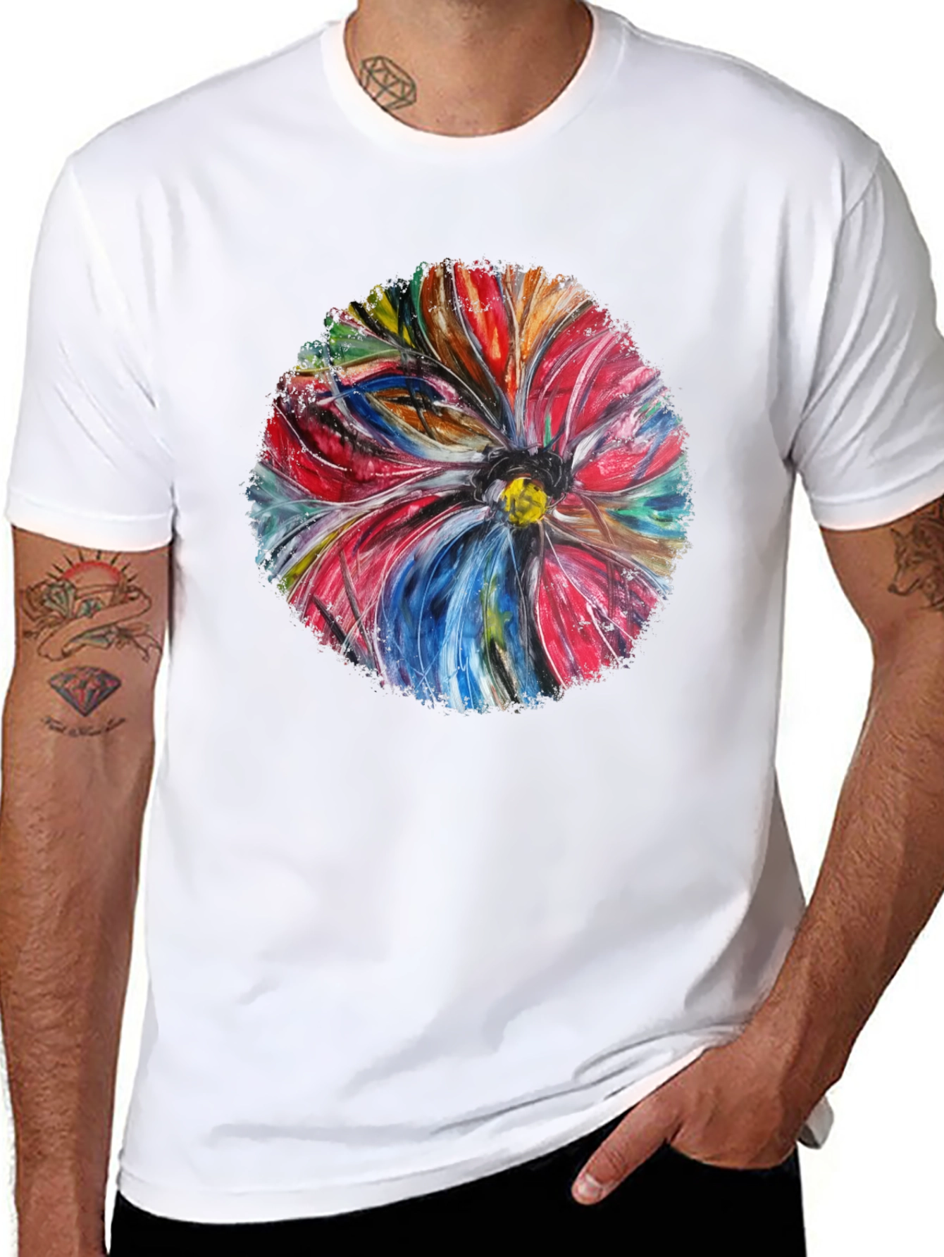 Abstract Flower Art Black T-Shirt