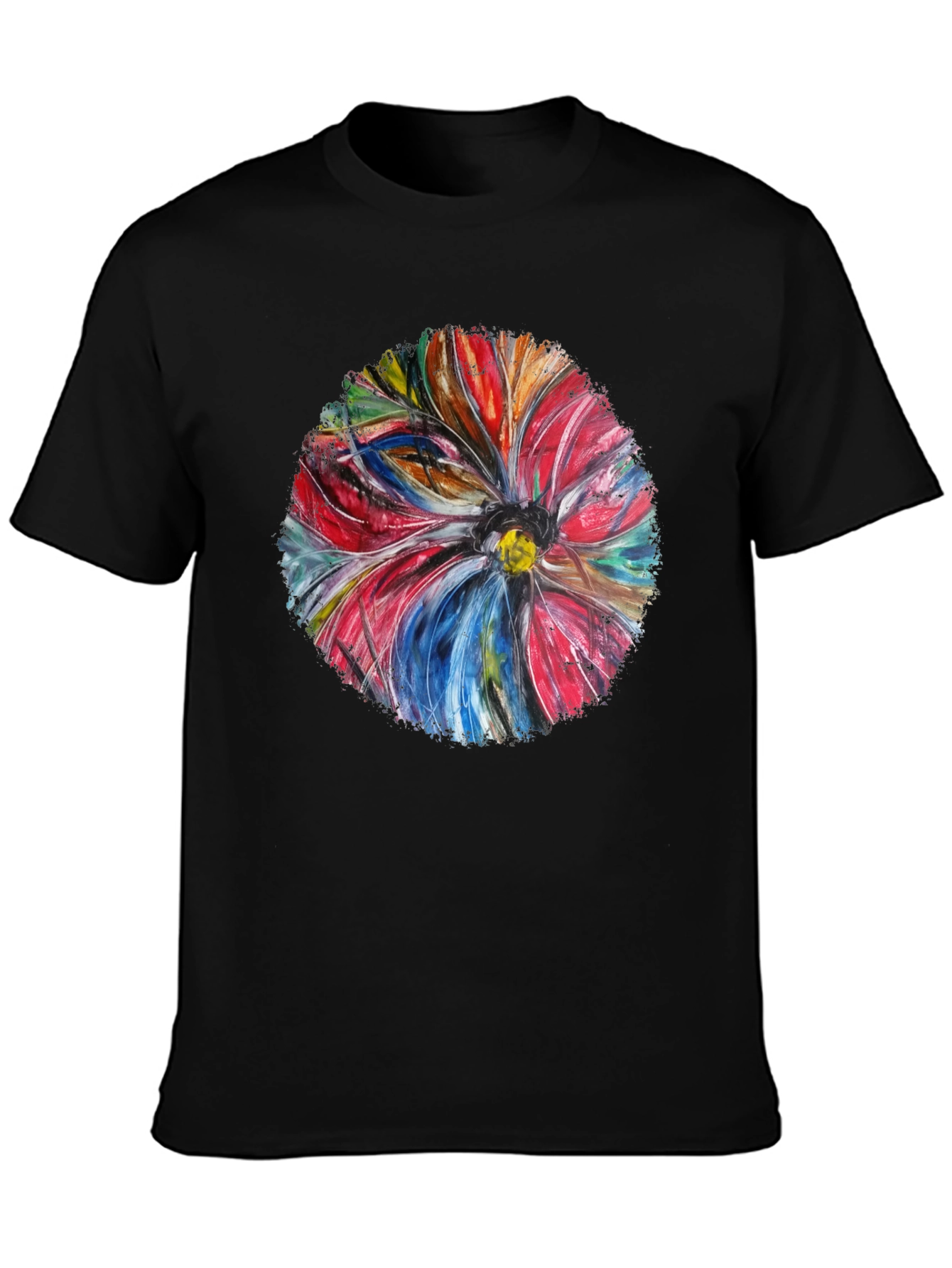 Abstract Flower Art Black T-Shirt