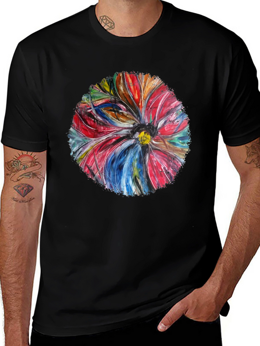 Abstract Flower Art Black T-Shirt