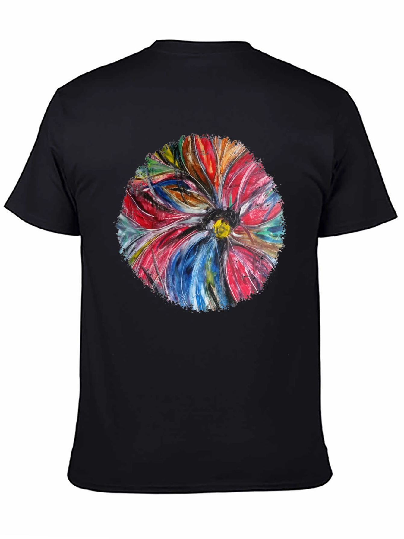 Abstract Flower Art Black T-Shirt
