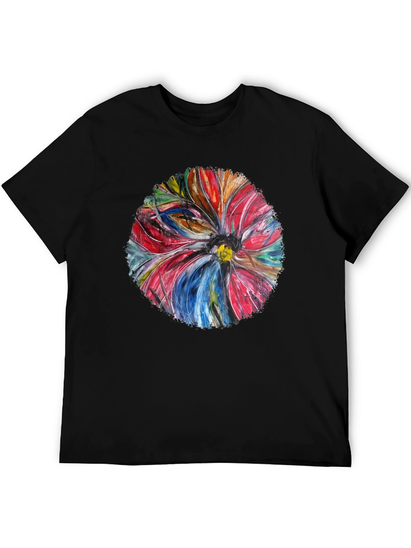Abstract Flower Art Black T-Shirt