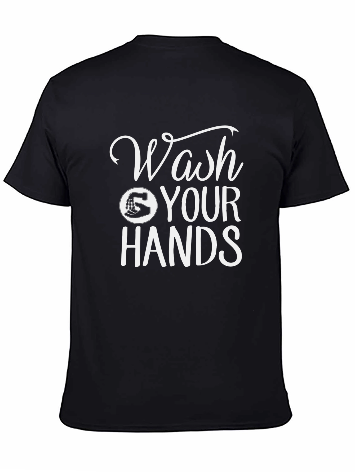 Wash Your Hands Graphic Tee - Black Cotton Shirt