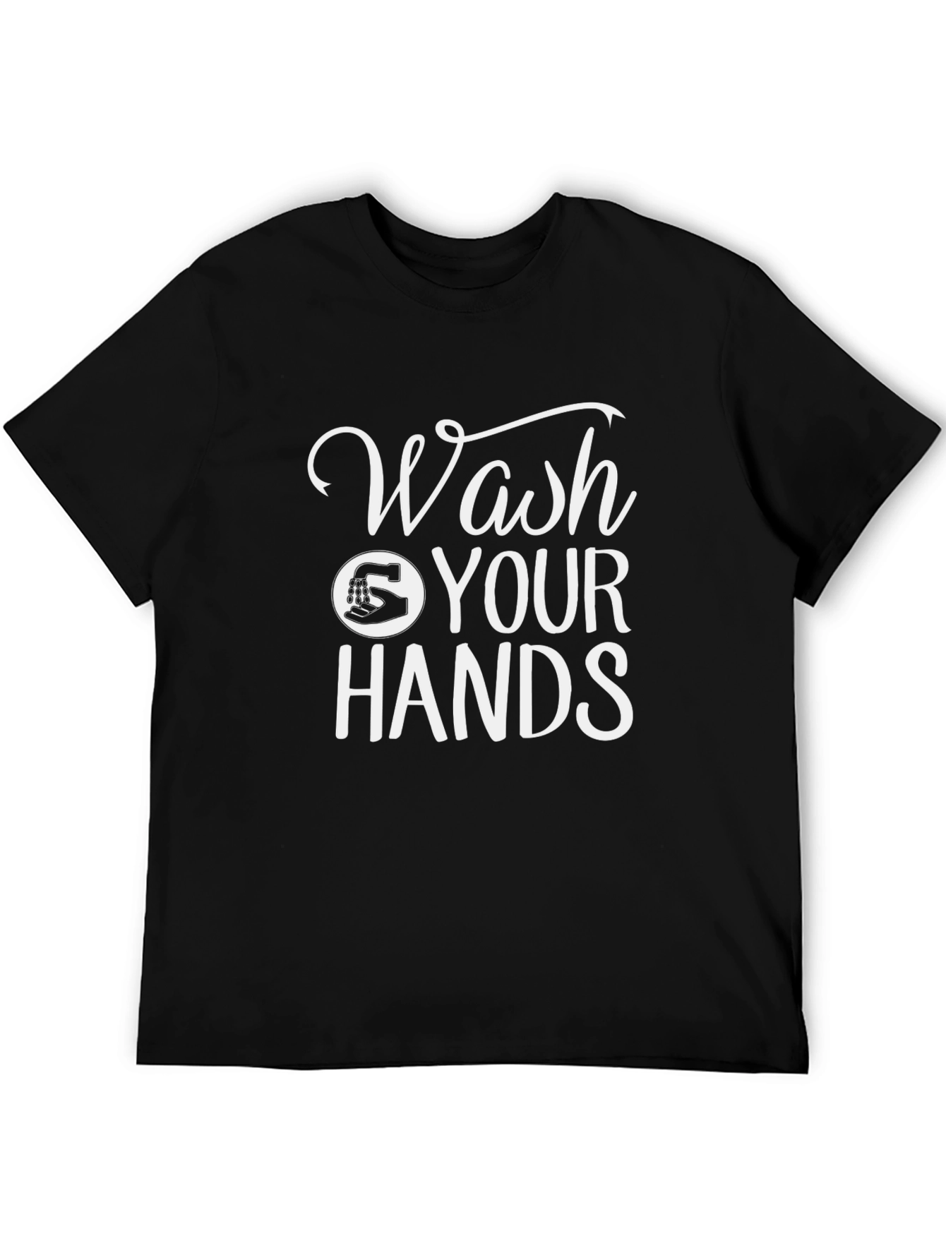Wash Your Hands Graphic Tee - Black Cotton Shirt