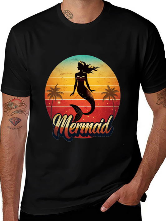 Retro Mermaid Graphic Tee - Beach Vibes