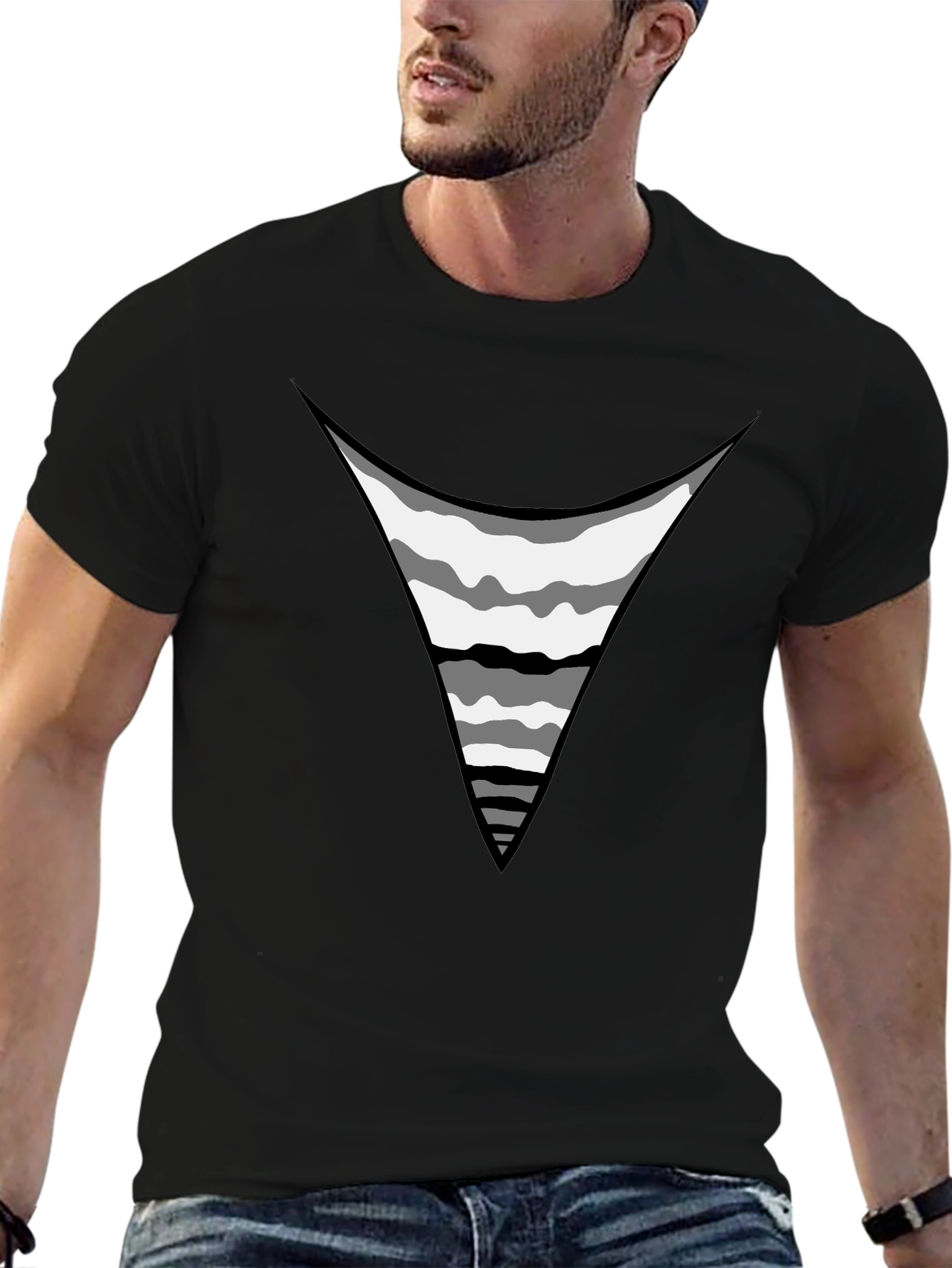 Mens Black Graphic Tee - Exposed Rib Cage Print