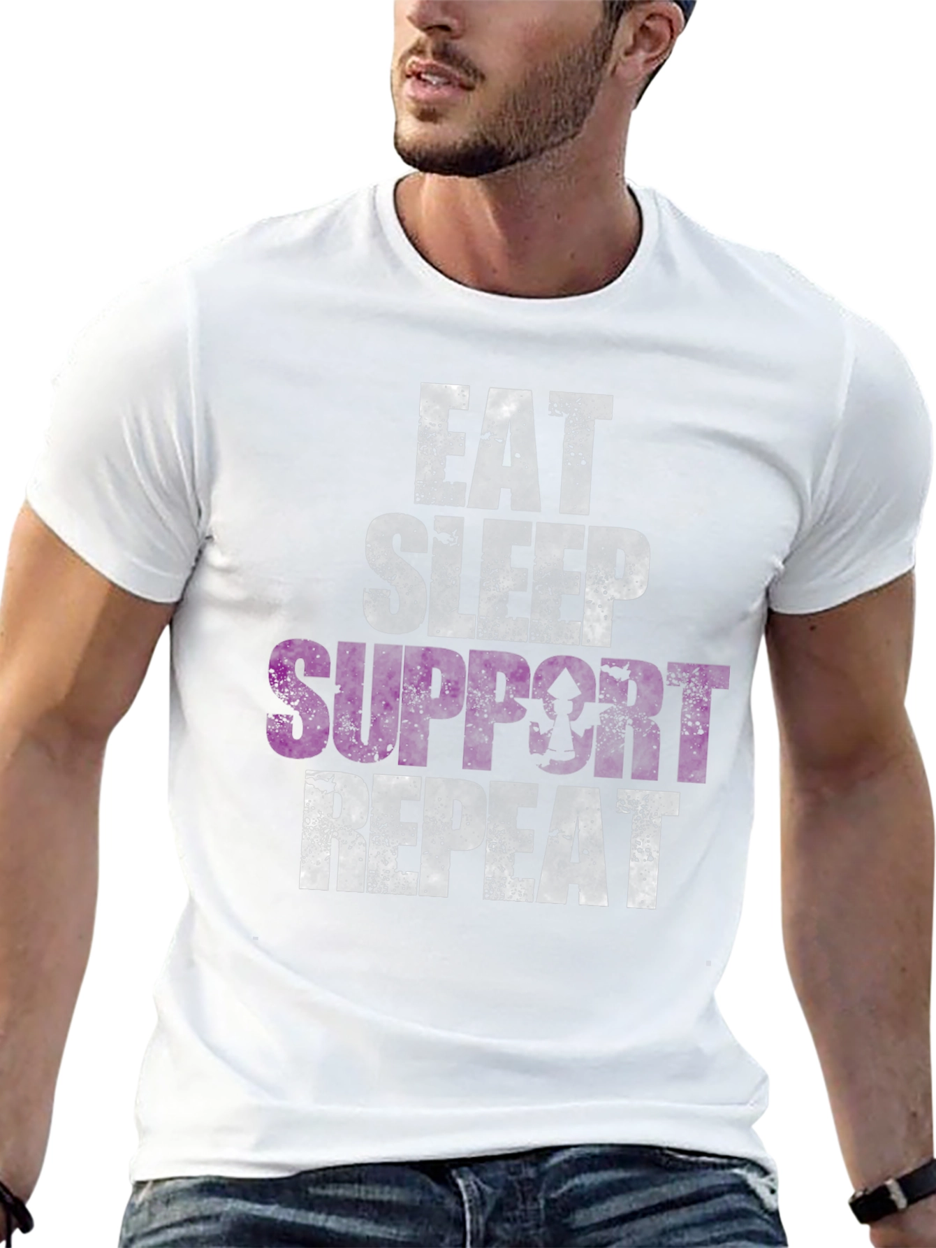 Eat Sleep Support Repeat Graphic Tee - Black