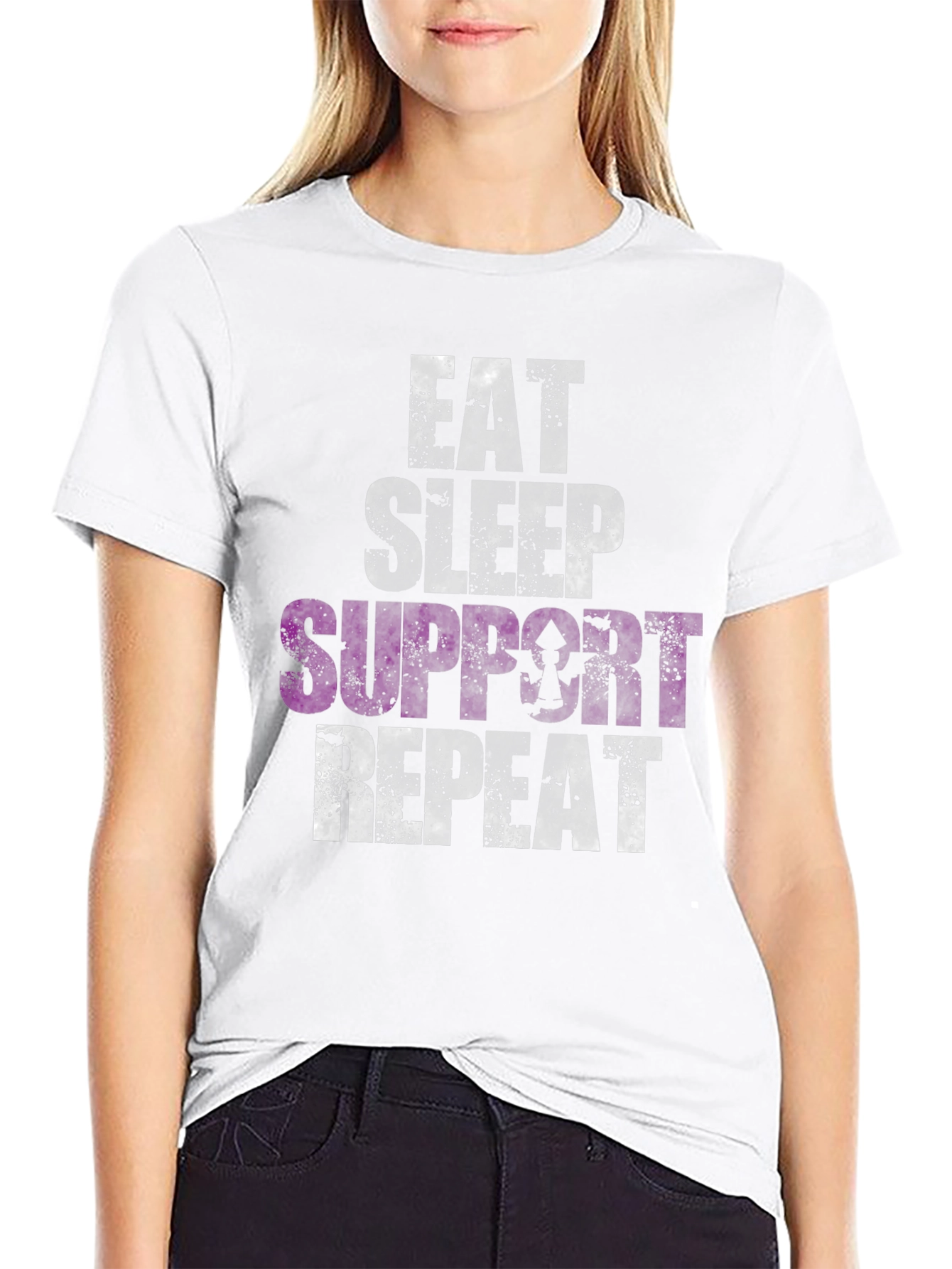 Eat Sleep Support Repeat Graphic Tee - Black