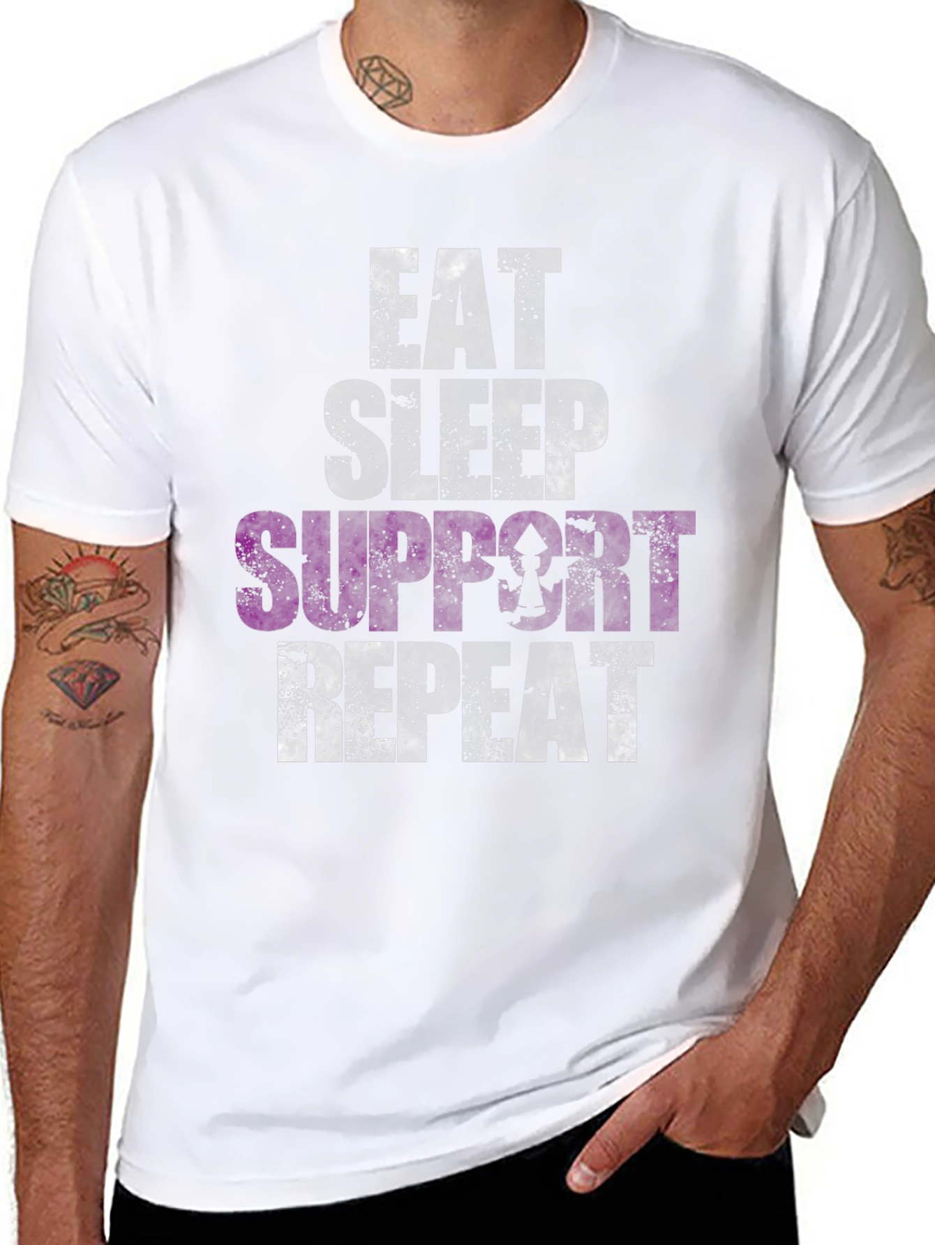 Eat Sleep Support Repeat Graphic Tee - Black