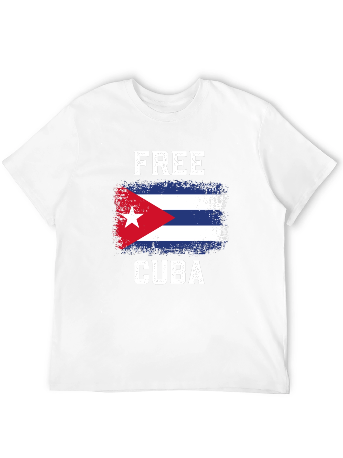 Free Cuba Graphic Tee - Distressed Cuban Flag T-Shirt