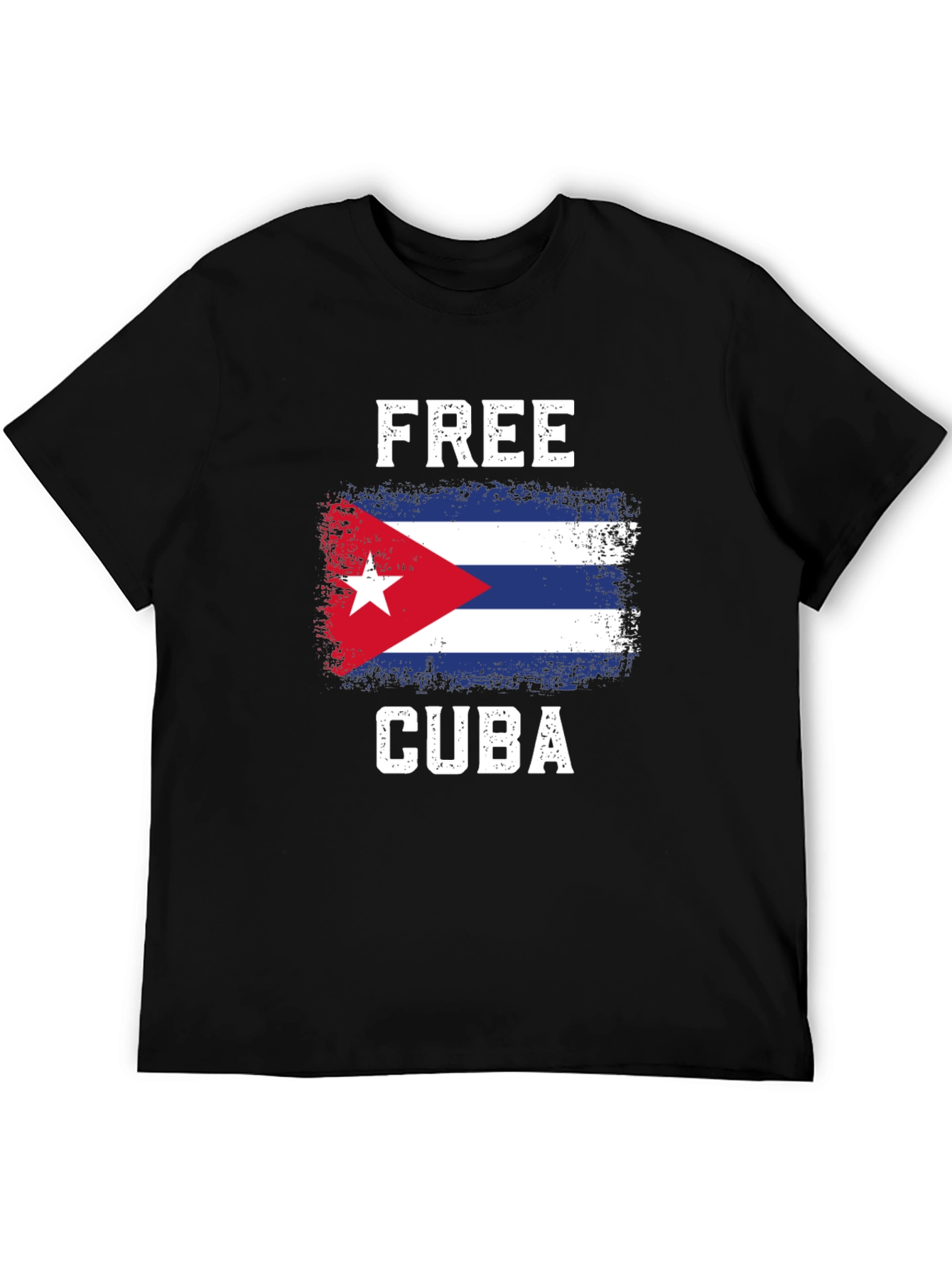 Free Cuba Graphic Tee - Distressed Cuban Flag T-Shirt
