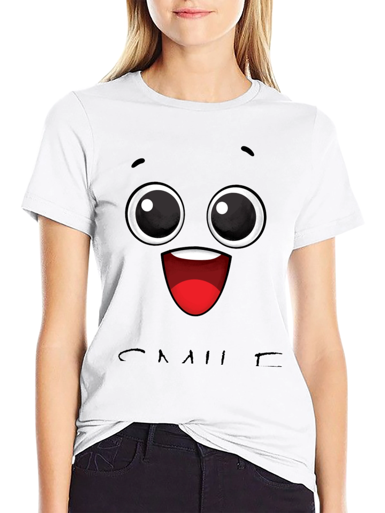 Smiling Face Graphic Tee - Fun & Unique Style