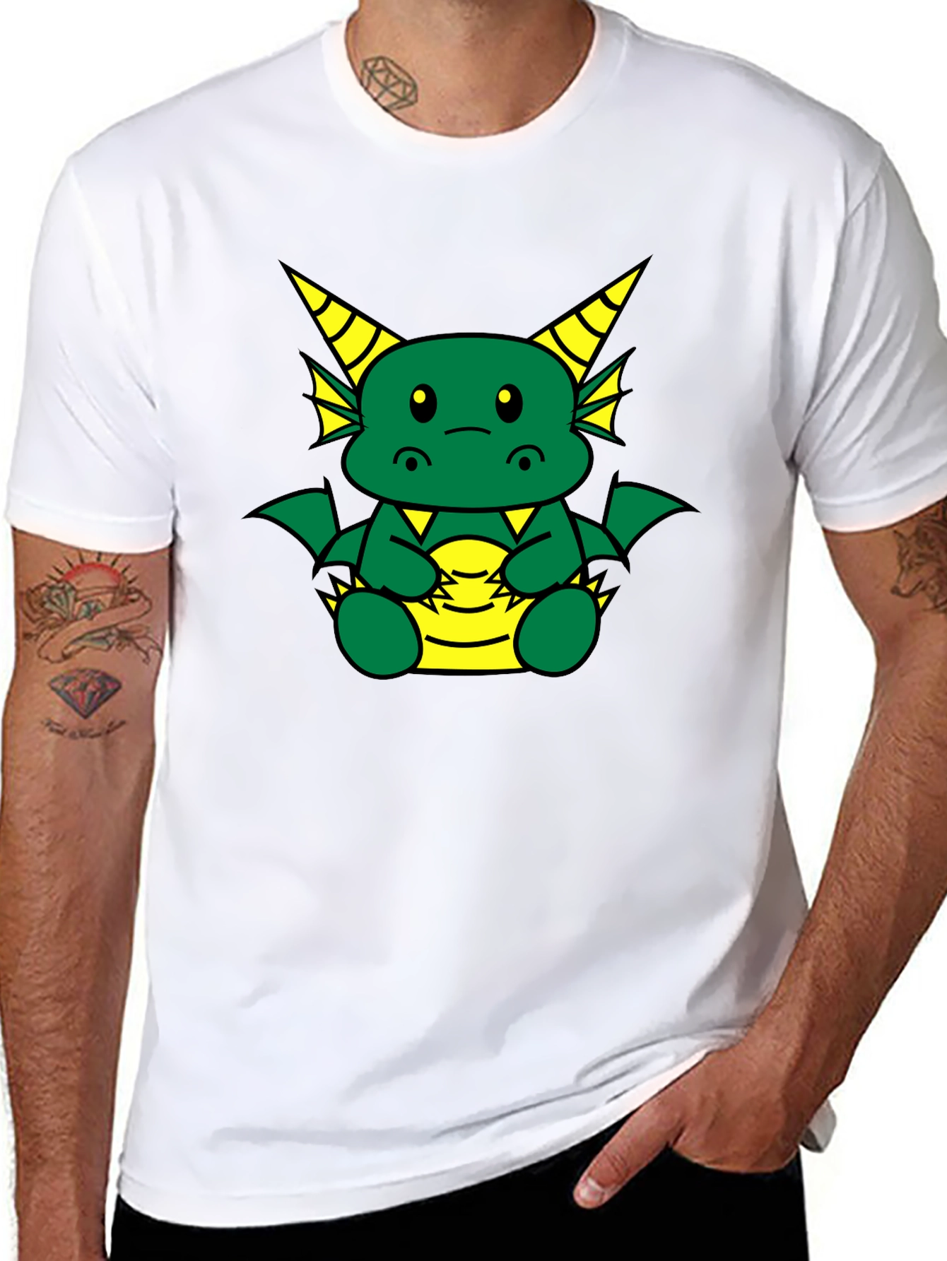 Cute Dragon Graphic T-Shirt - Black