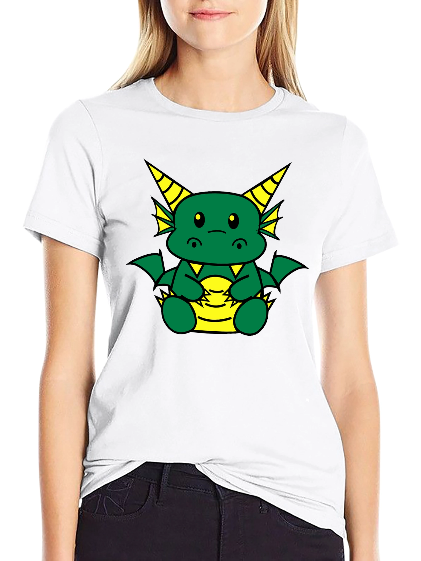 Cute Dragon Graphic T-Shirt - Black