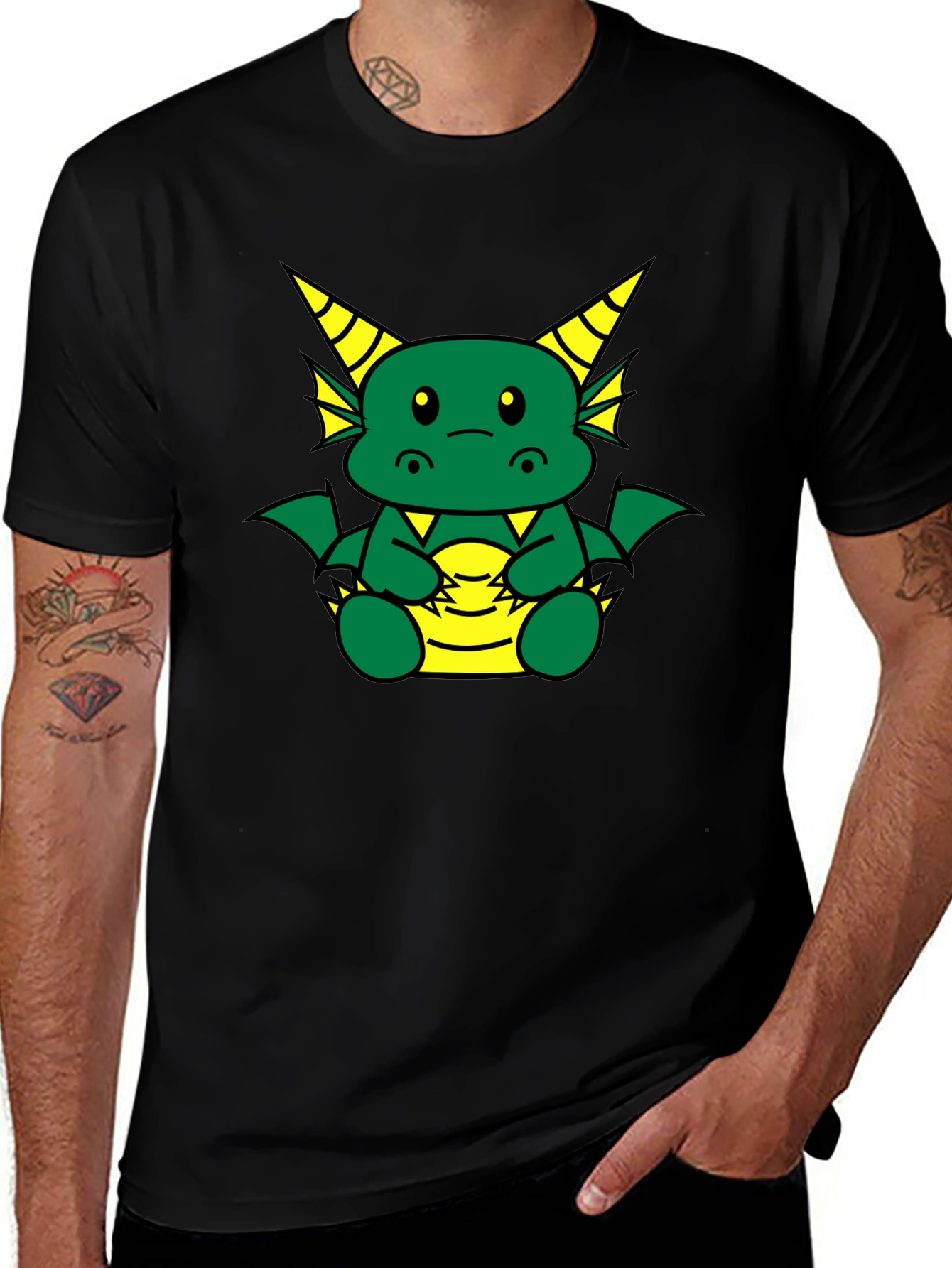 Cute Dragon Graphic T-Shirt - Black
