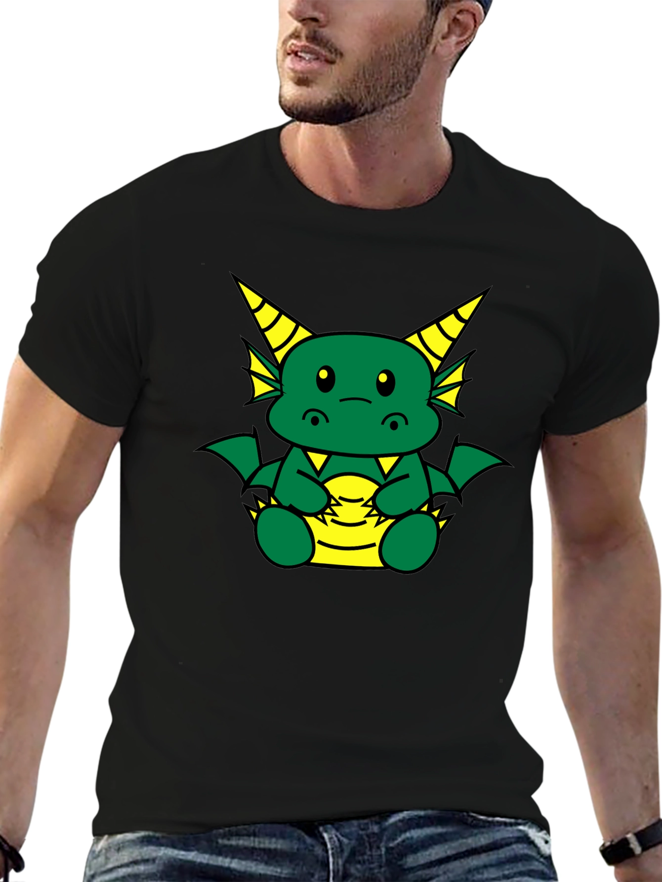 Cute Dragon Graphic T-Shirt - Black