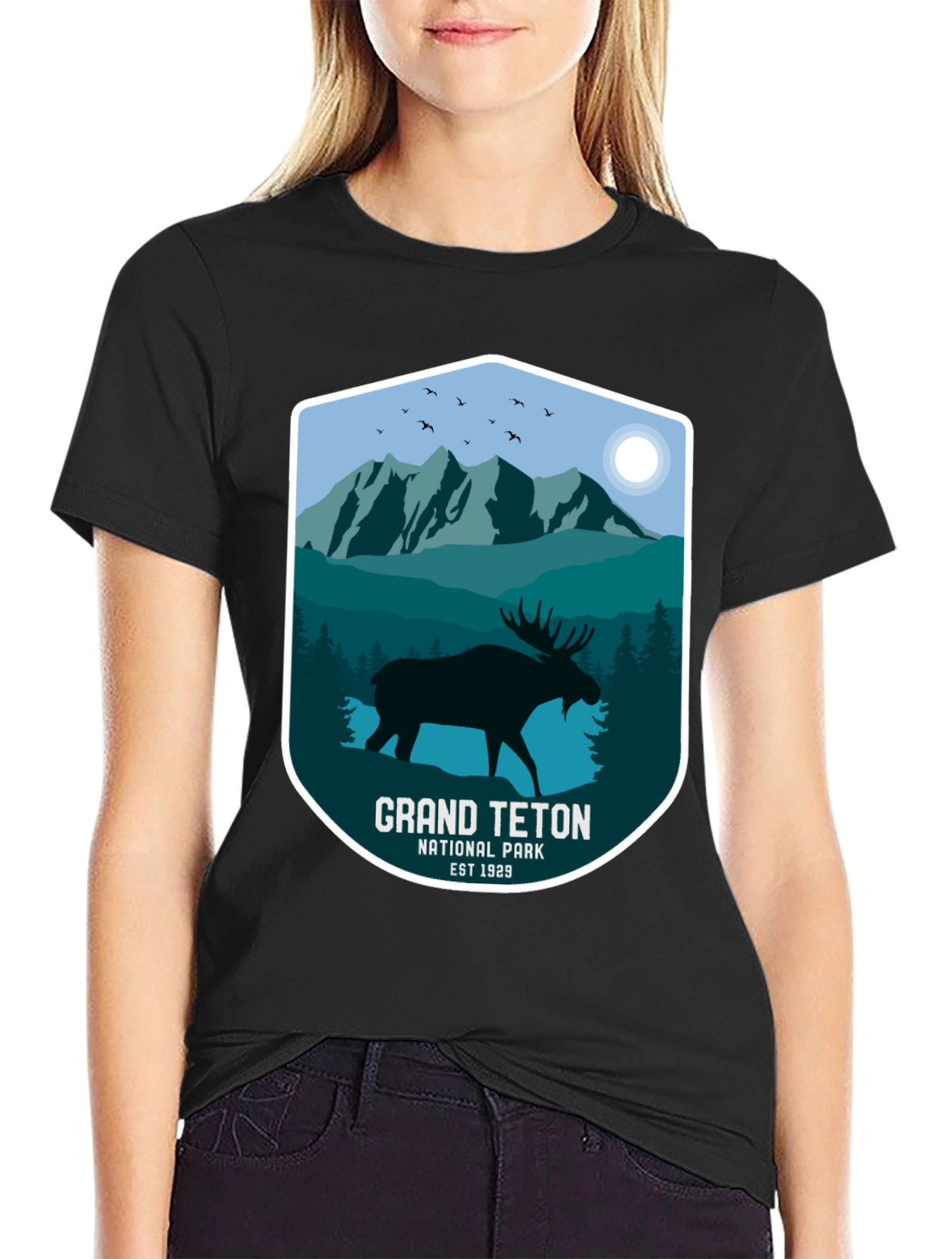 Grand Teton Moose Black T-Shirt