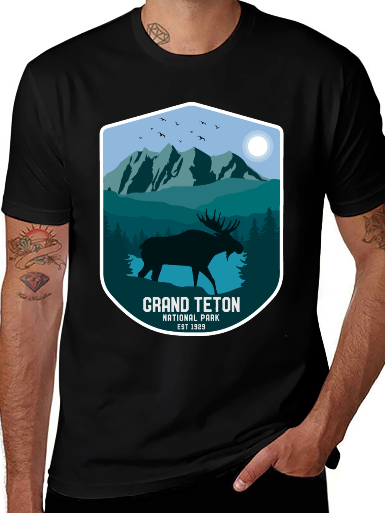 Grand Teton Moose Black T-Shirt
