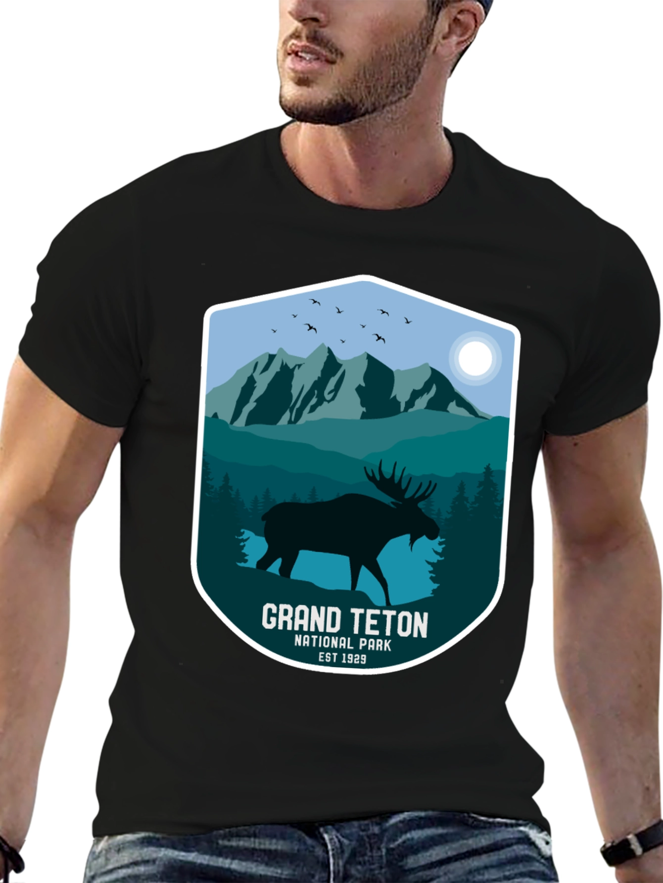 Grand Teton Moose Black T-Shirt