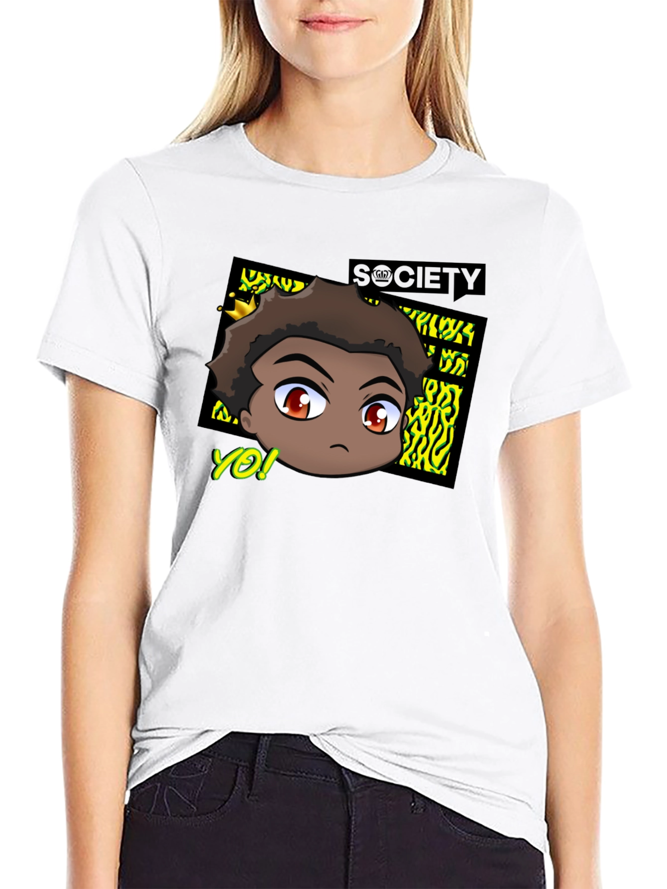 Trendy Anime Graphic Tee - Black