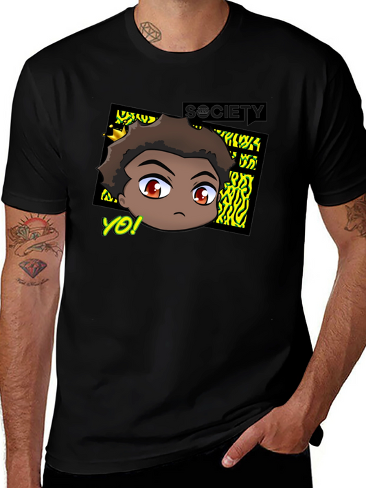 Trendy Anime Graphic Tee - Black