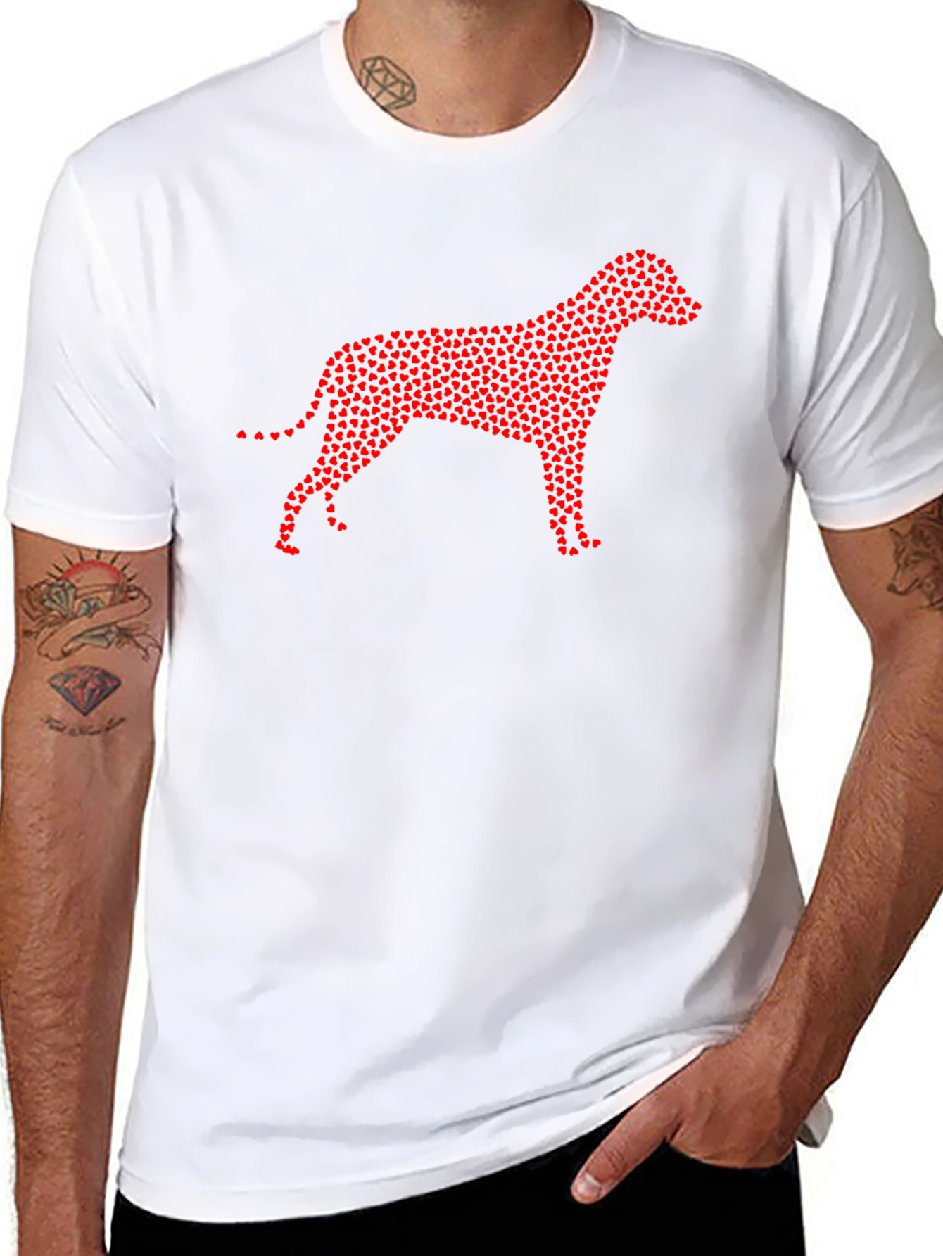 Heart Dog Graphic Tee - Black Crew Neck