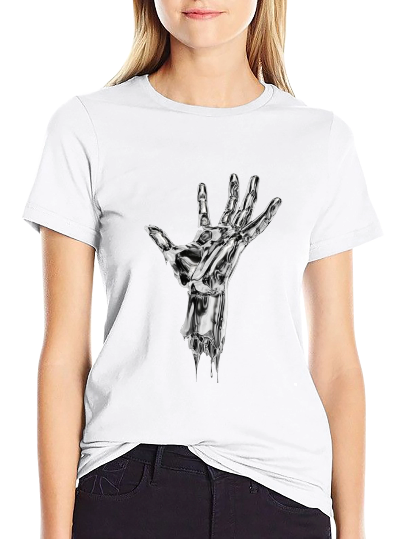 Chrome Hand Graphic Print Black T-Shirt