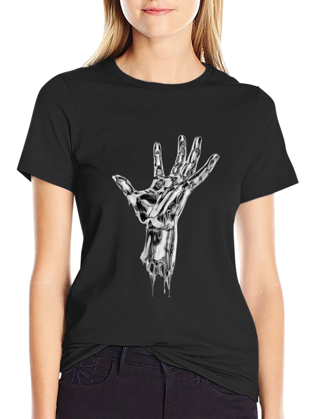 Chrome Hand Graphic Print Black T-Shirt