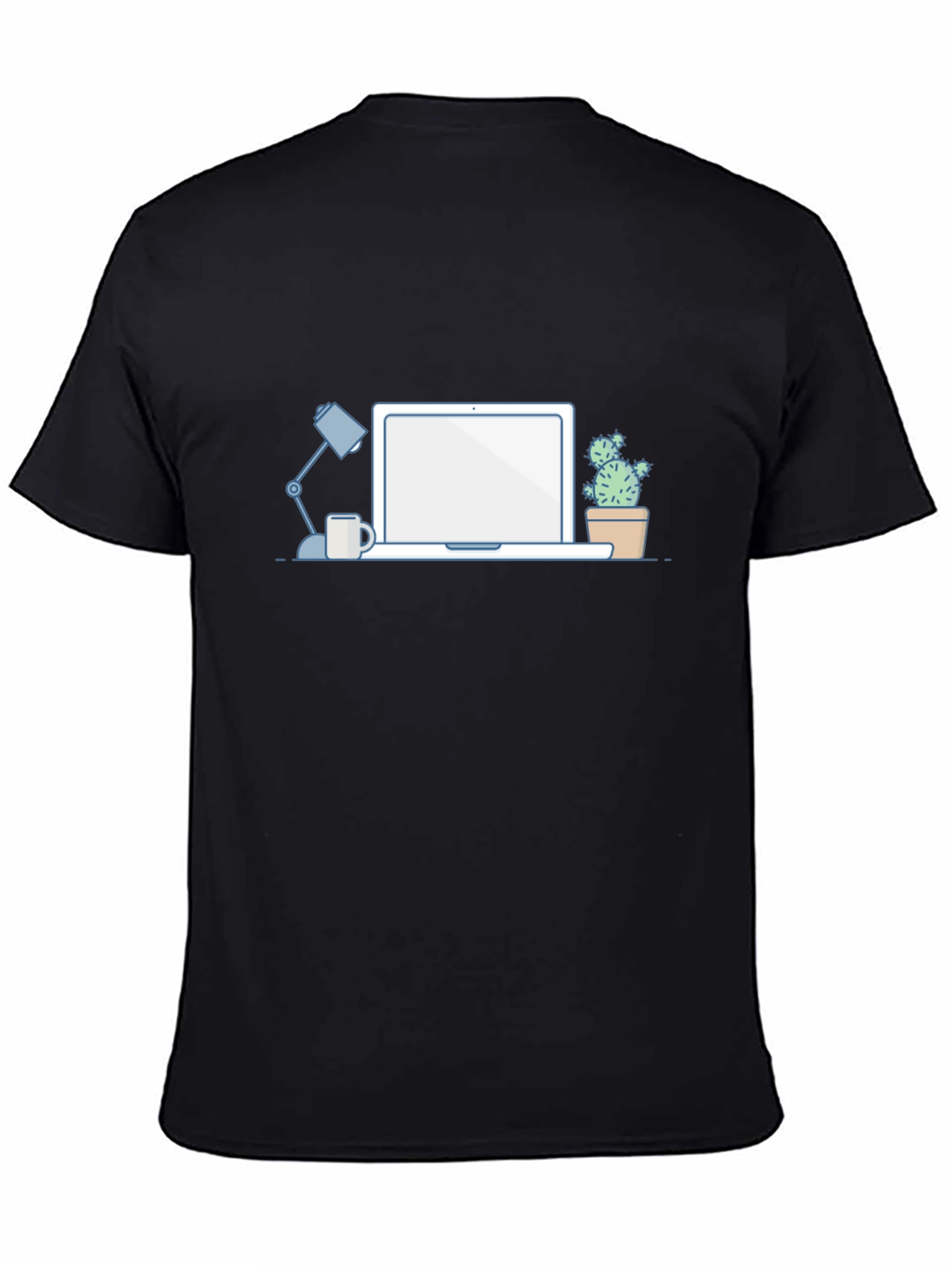 Desk Scene Graphic T-Shirt - Black Casual Tee