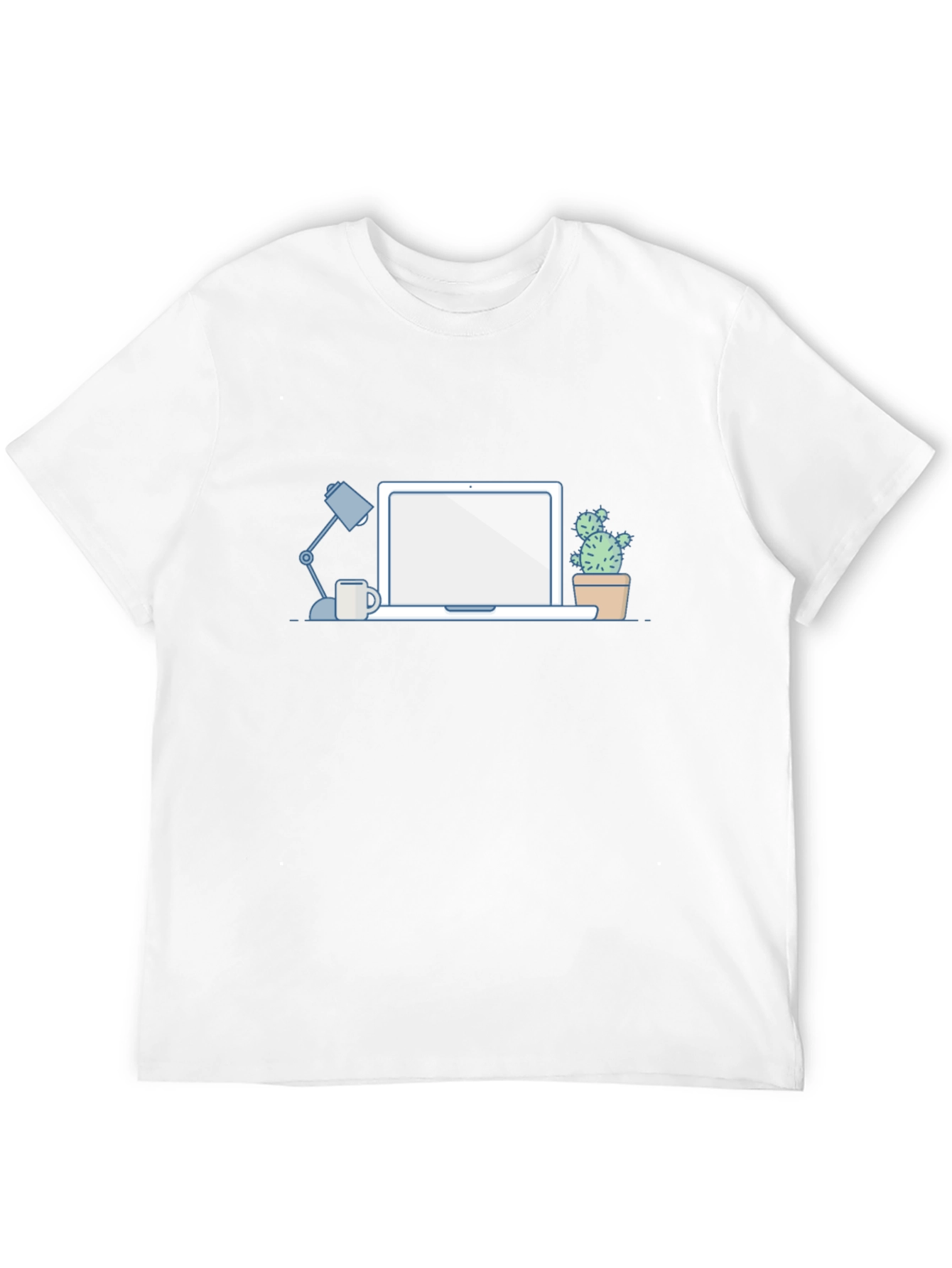 Desk Scene Graphic T-Shirt - Black Casual Tee