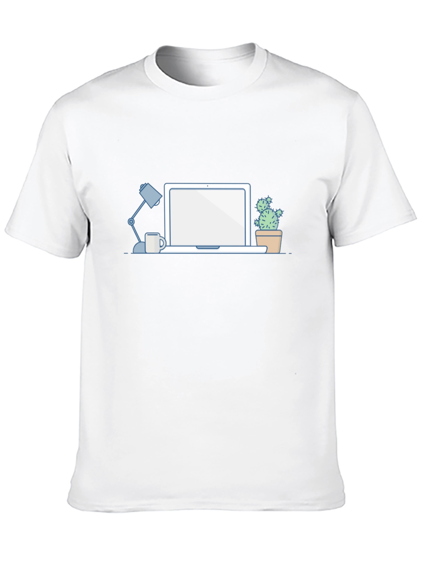 Desk Scene Graphic T-Shirt - Black Casual Tee