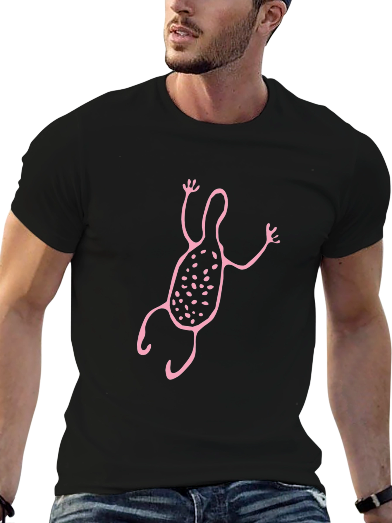 Abstract Creature Graphic T-Shirt - Black