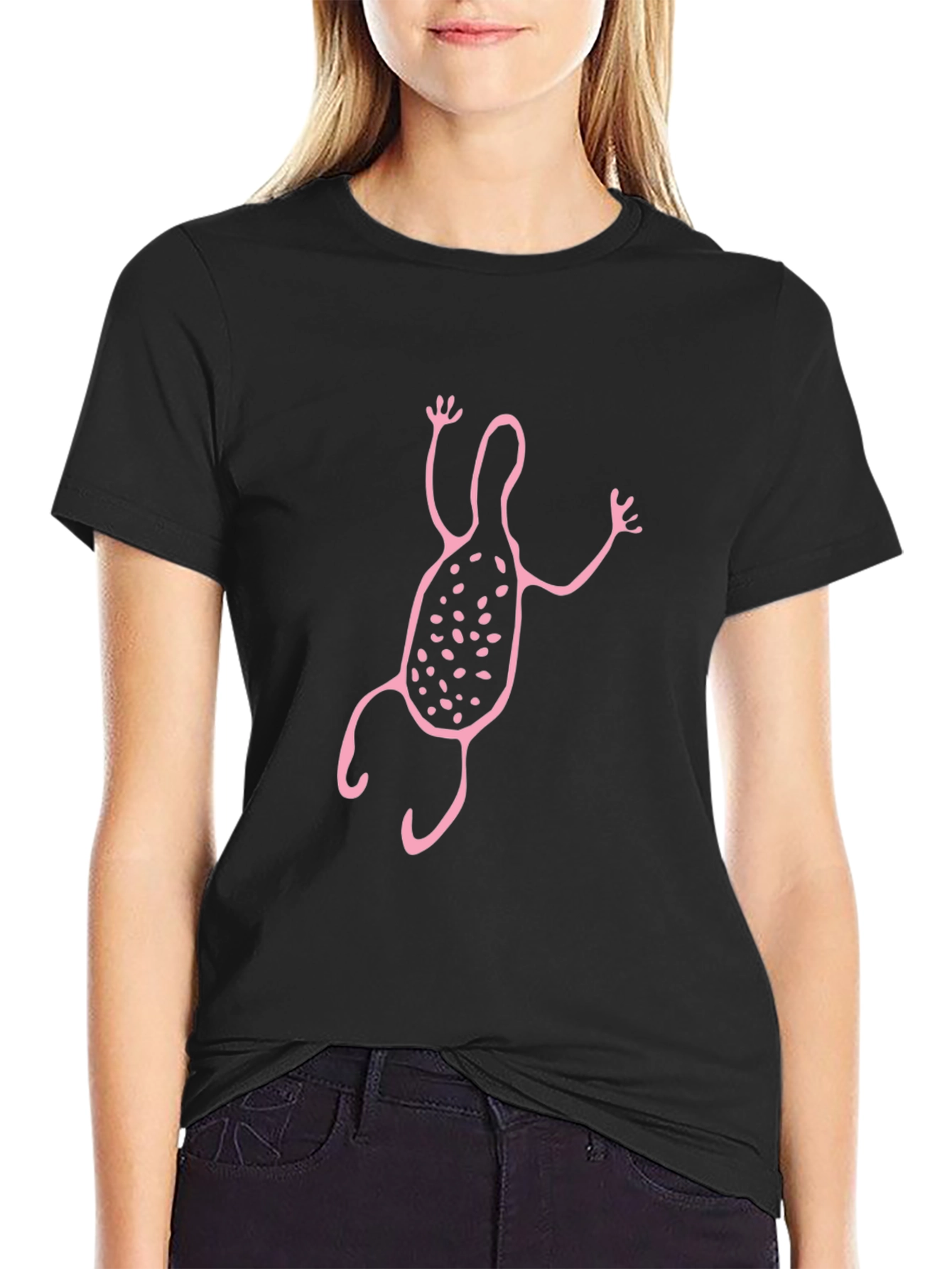 Abstract Creature Graphic T-Shirt - Black