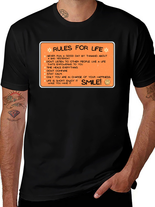 Rules for Life Graphic T-Shirt - Inspiring Quote Tee