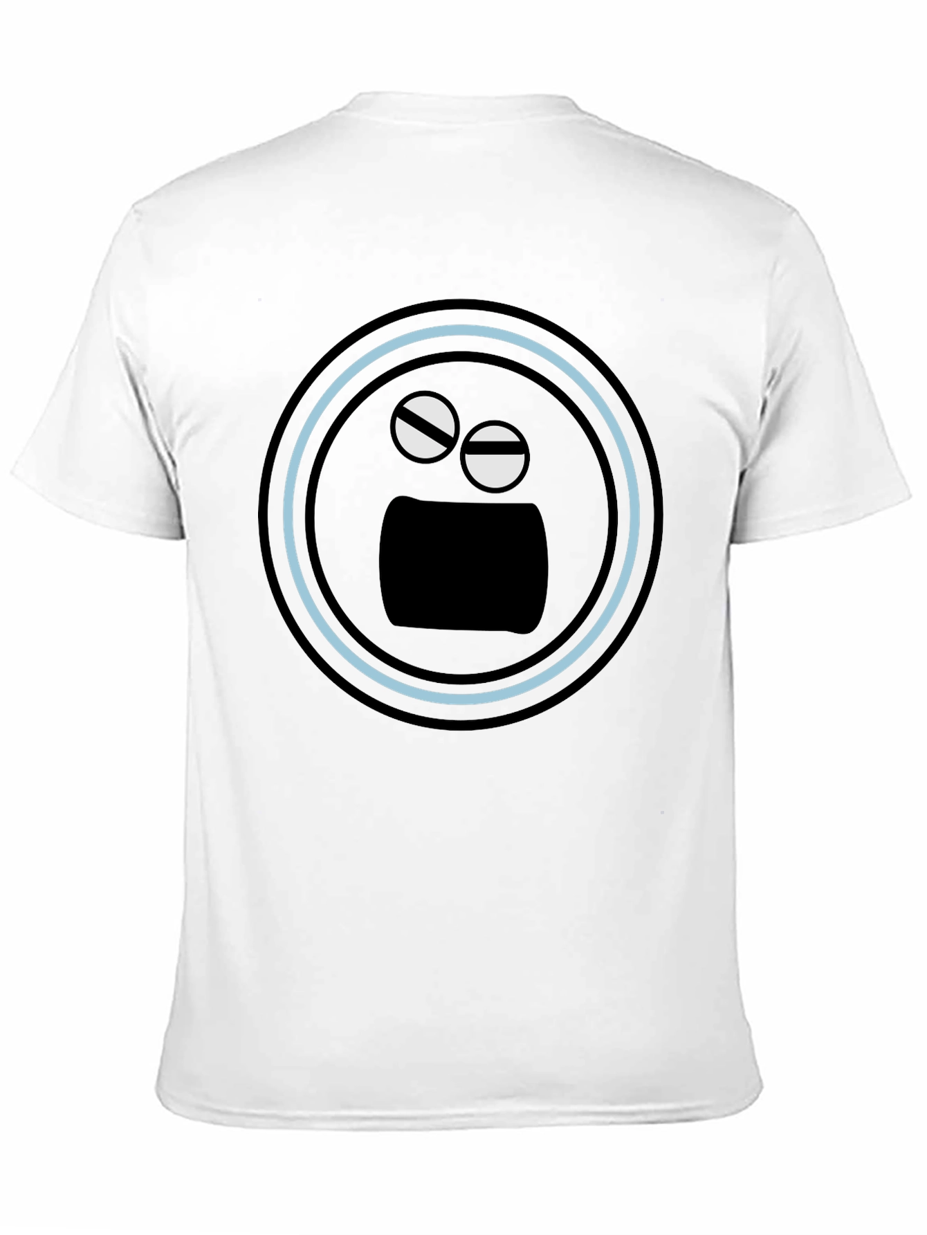 Black T-Shirt with Funny Round Face Graphic