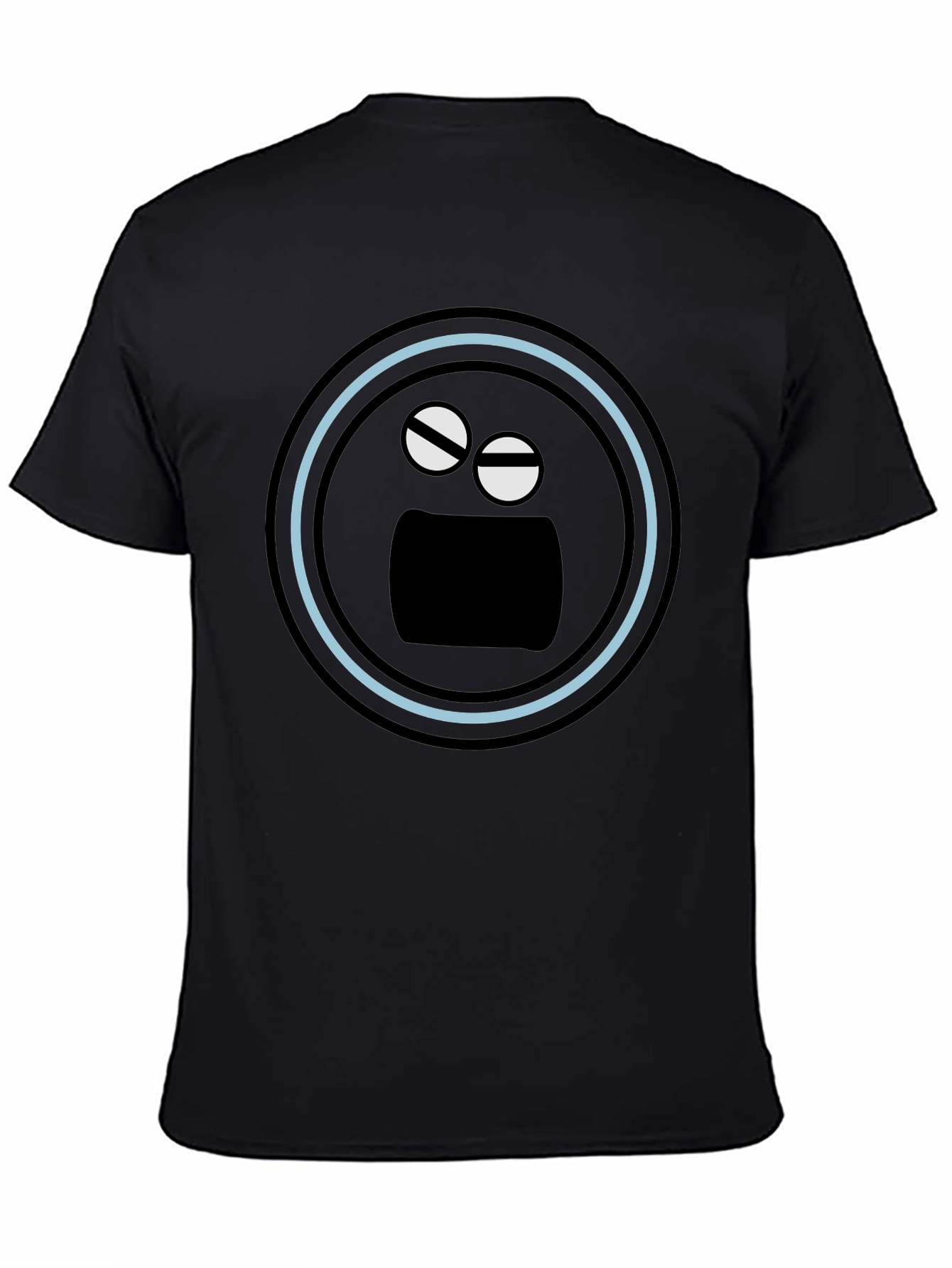 Black T-Shirt with Funny Round Face Graphic