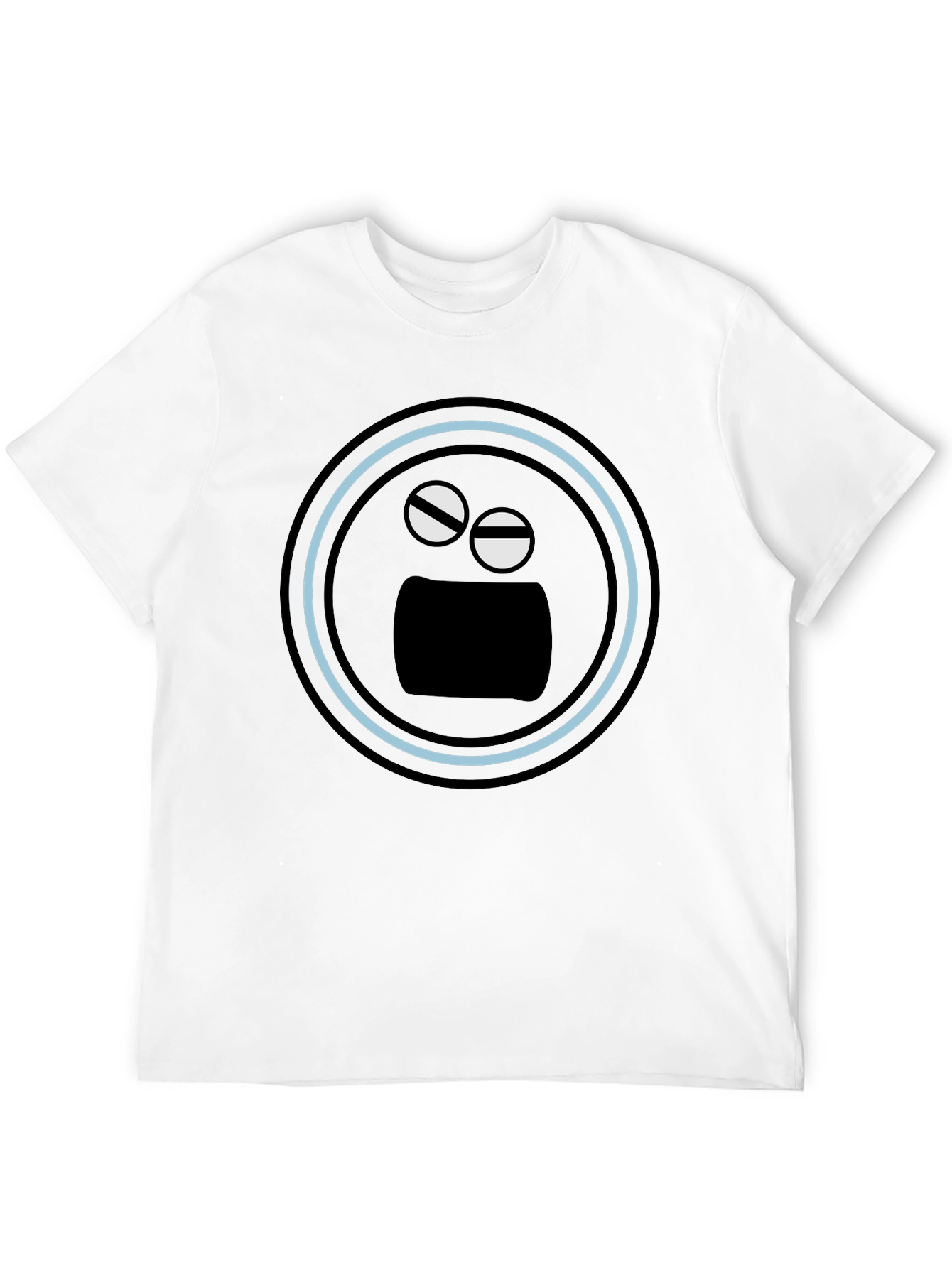 Black T-Shirt with Funny Round Face Graphic