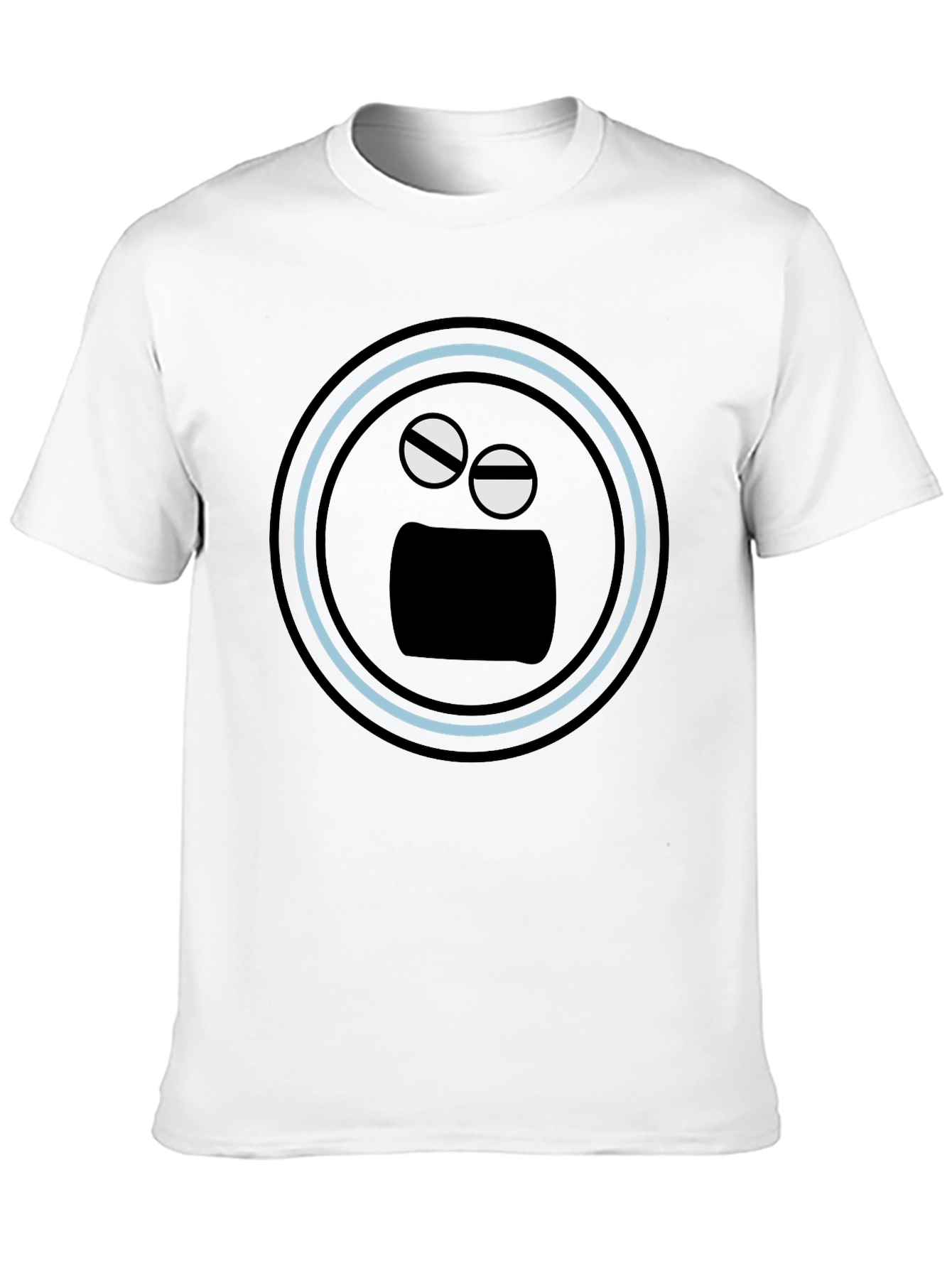 Black T-Shirt with Funny Round Face Graphic