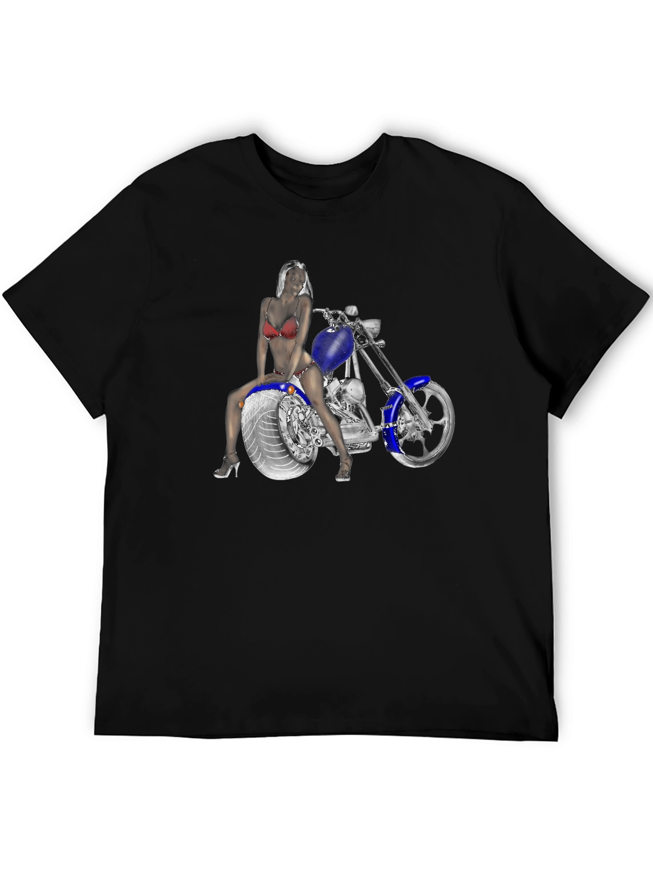 Biker Girl on Motorcycle Graphic T-Shirt