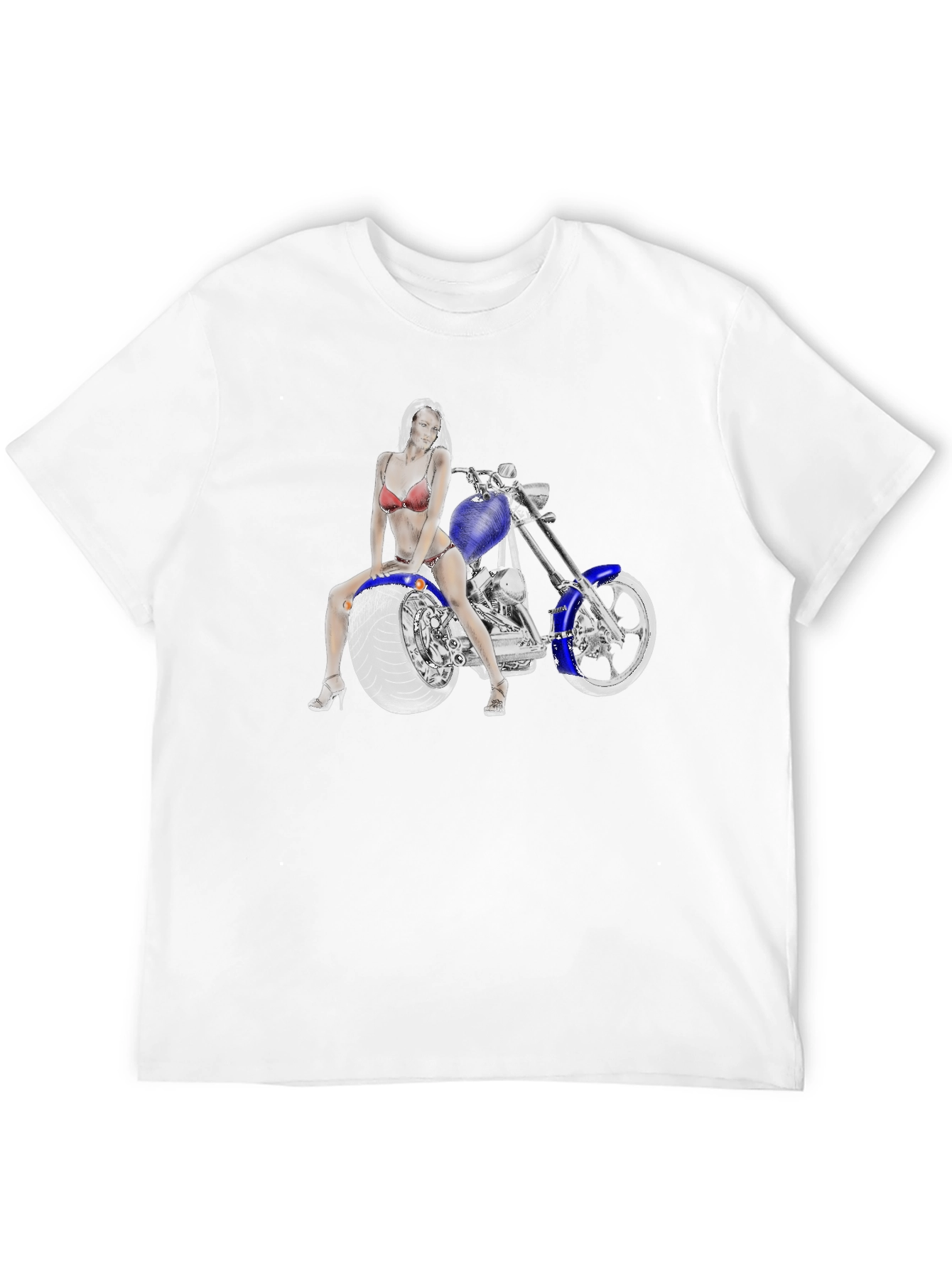 Biker Girl on Motorcycle Graphic T-Shirt
