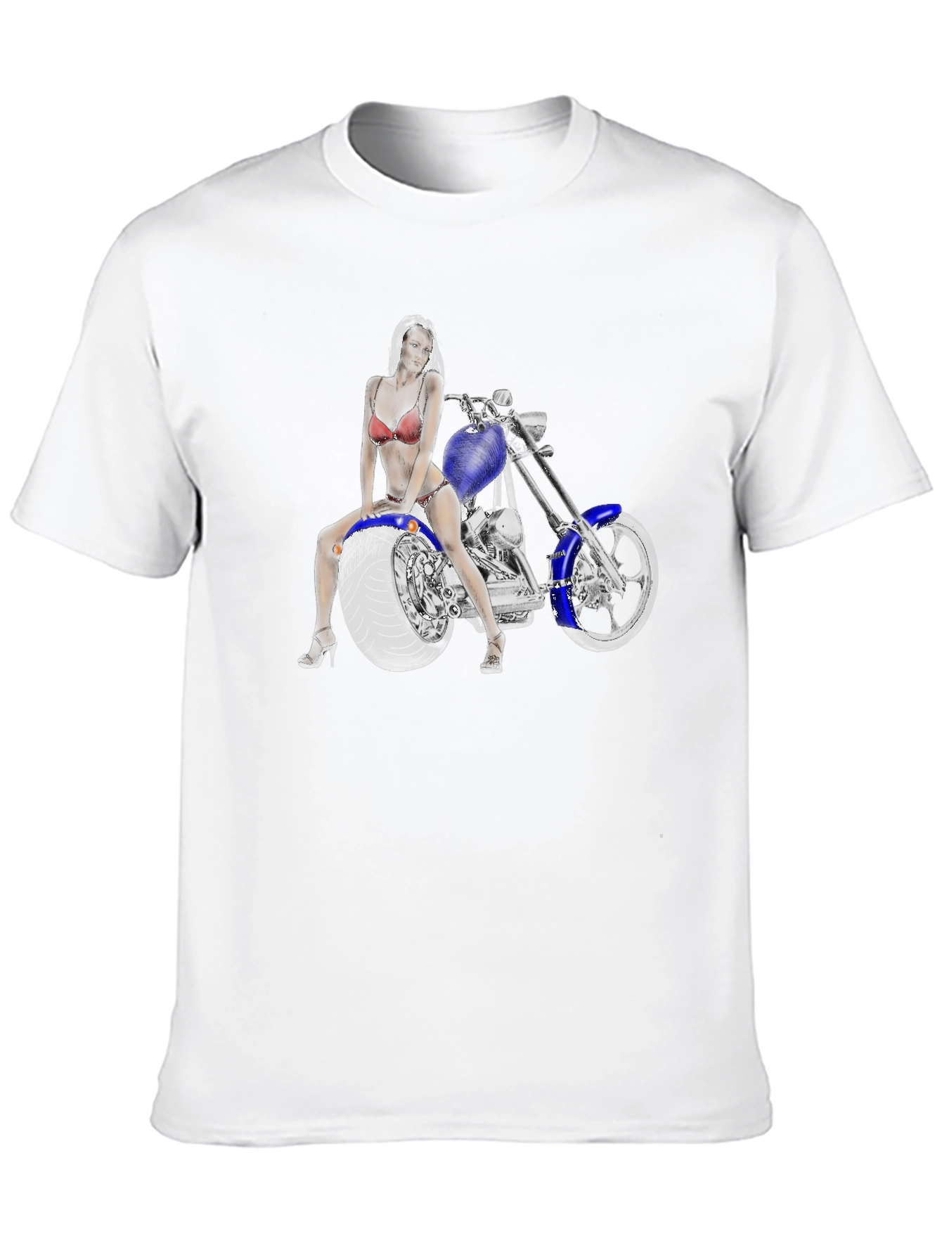 Biker Girl on Motorcycle Graphic T-Shirt