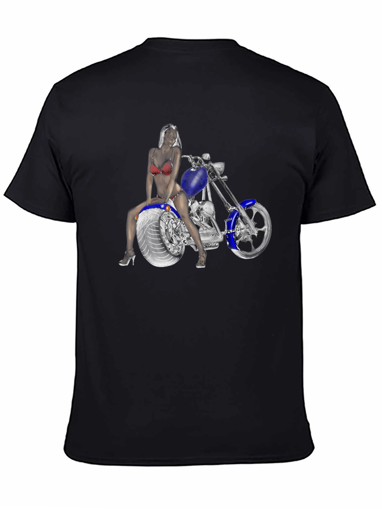 Biker Girl on Motorcycle Graphic T-Shirt
