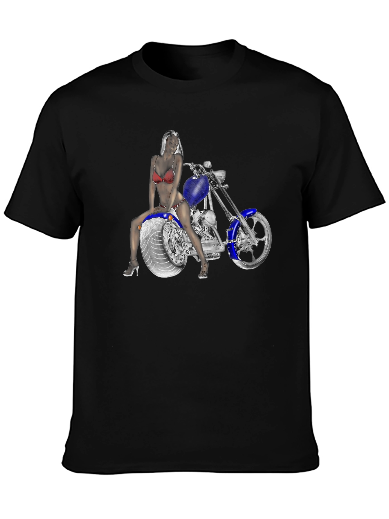 Biker Girl on Motorcycle Graphic T-Shirt