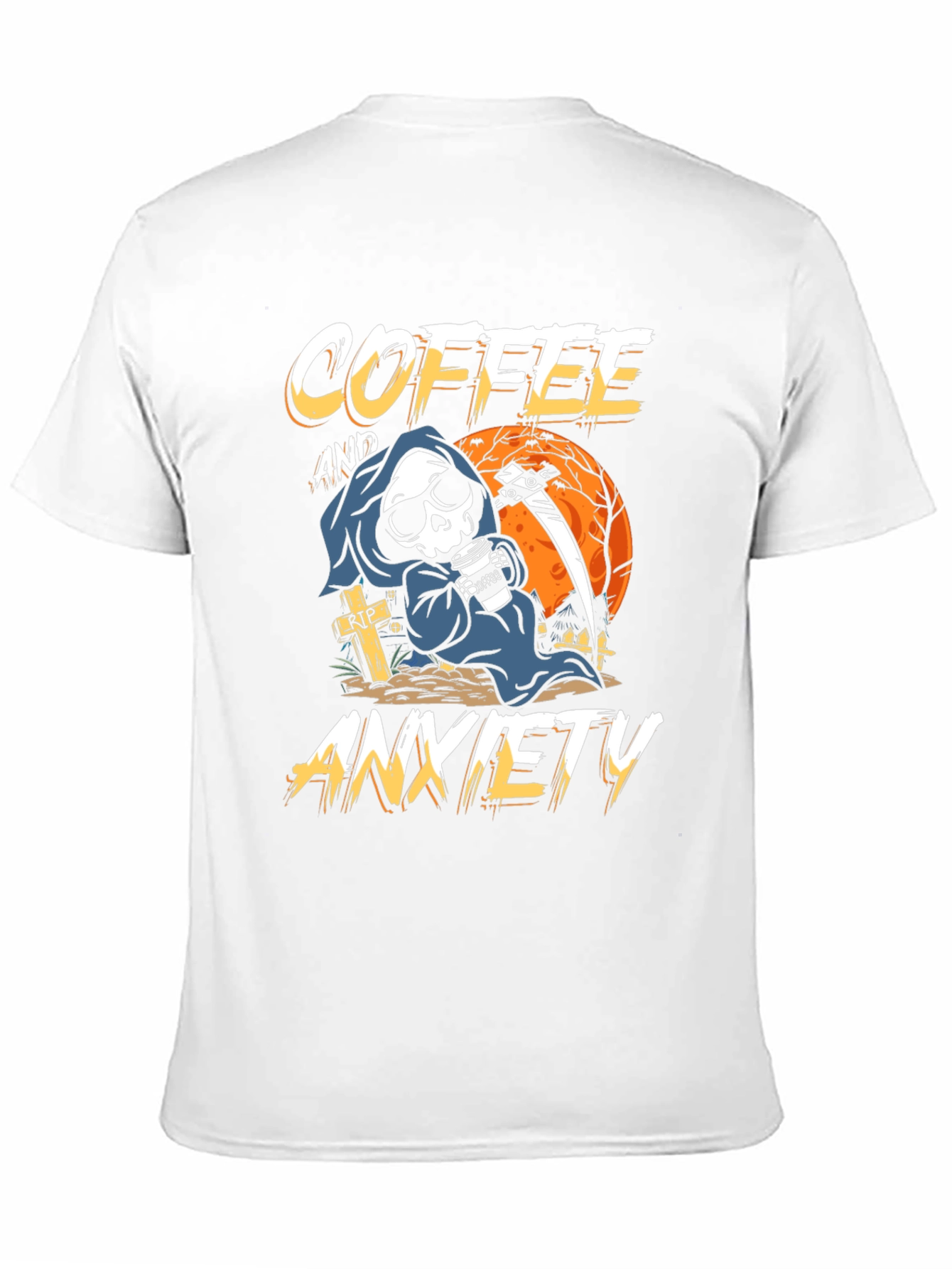 Coffee & Anxiety T-Shirt - Grim Reaper Design