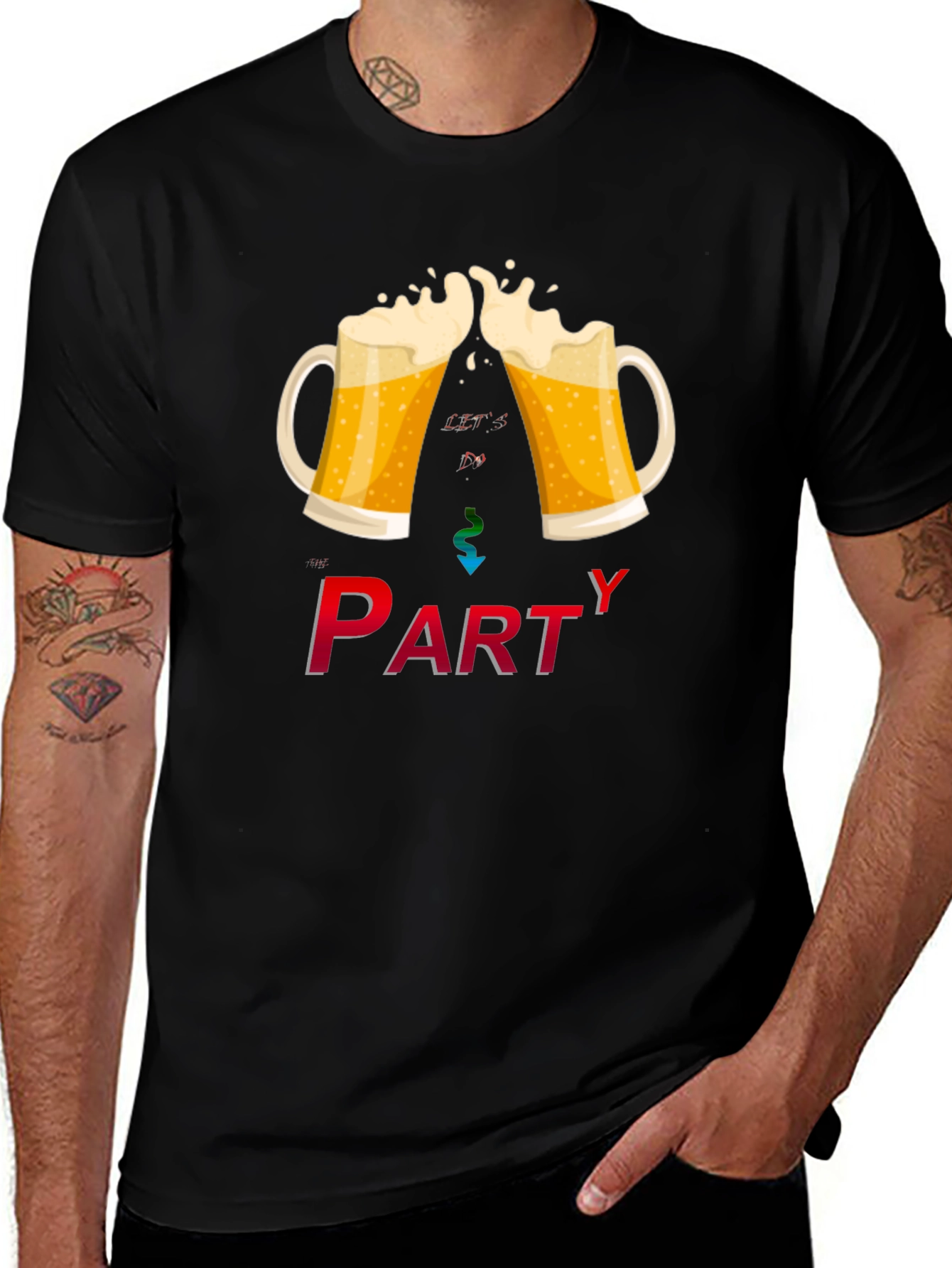 Lets Party Graphic T-Shirt - Black