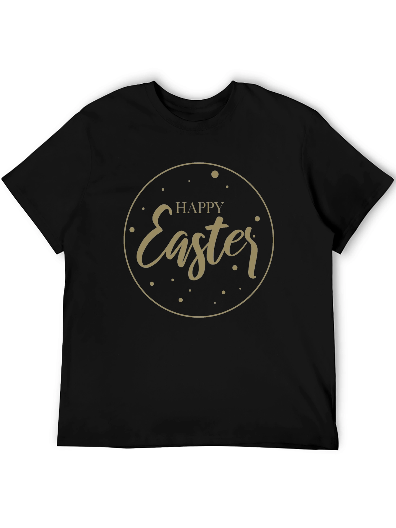 Happy Easter Graphic Tee - Black Cotton Blend Shirt