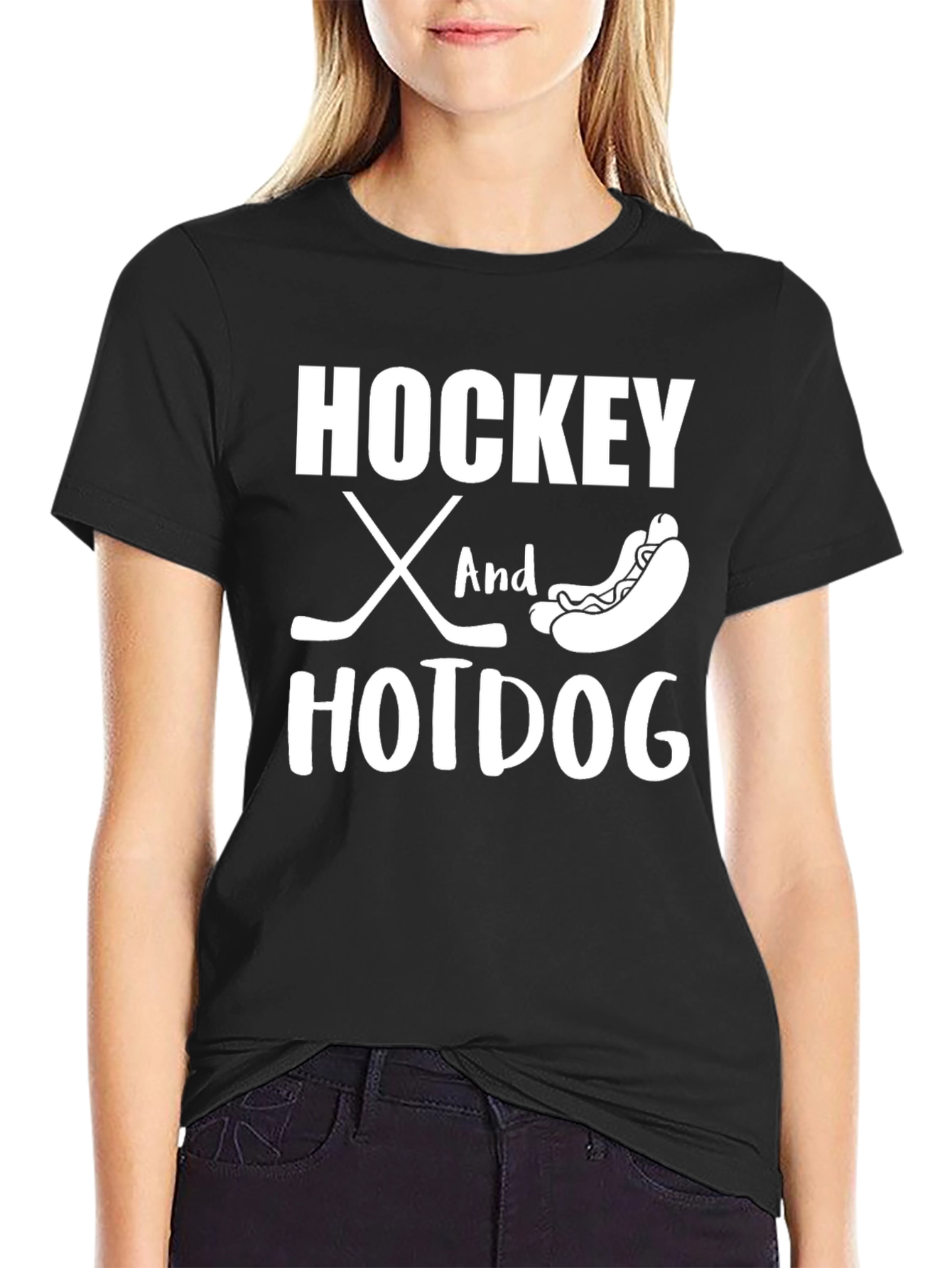 Hockey and Hotdog Graphic T-Shirt