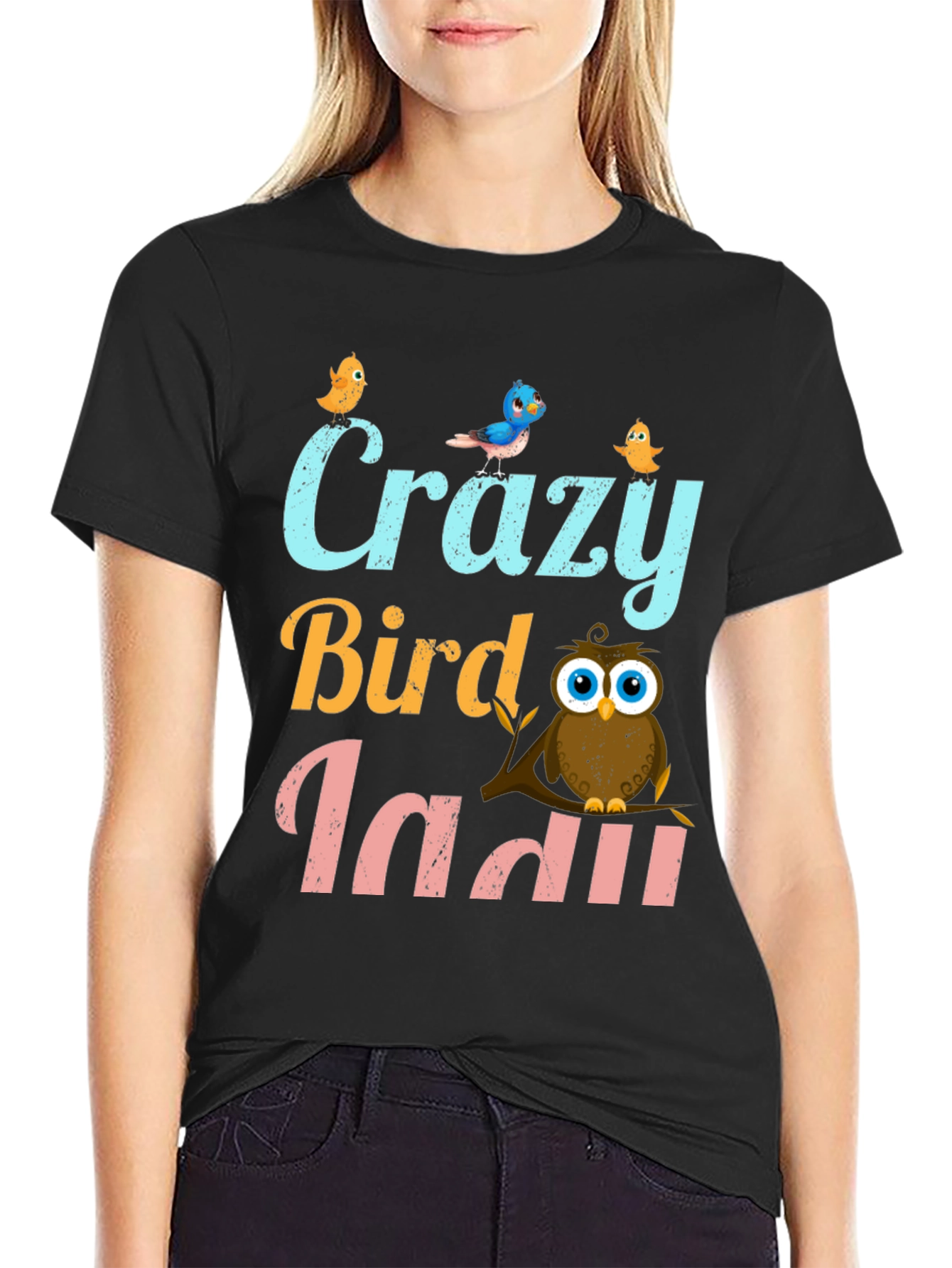 Crazy Bird Lady T-Shirt Cute Owl Design