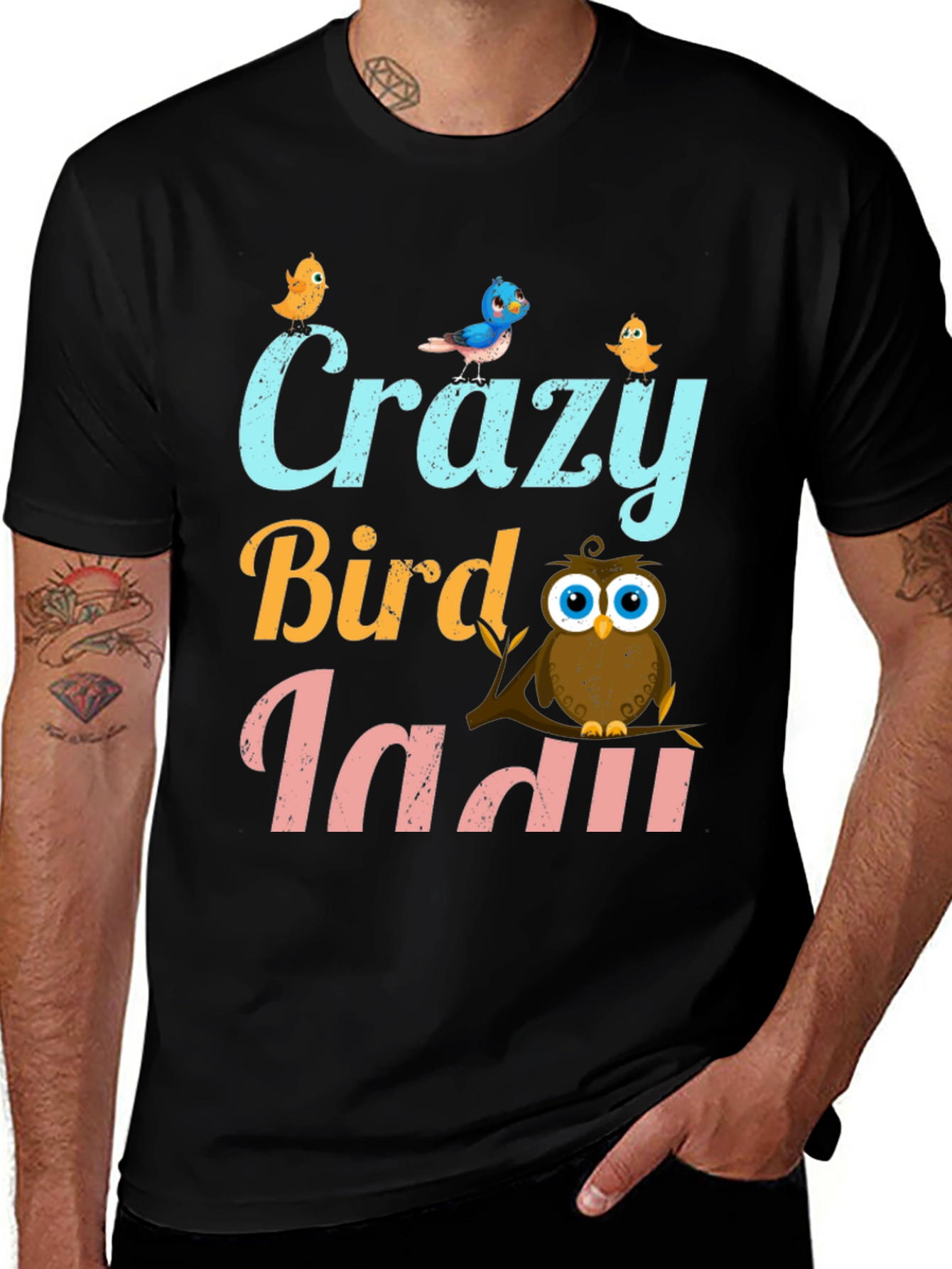 Crazy Bird Lady T-Shirt Cute Owl Design